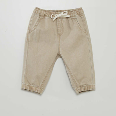 Pantalon paperbag en jean Beige