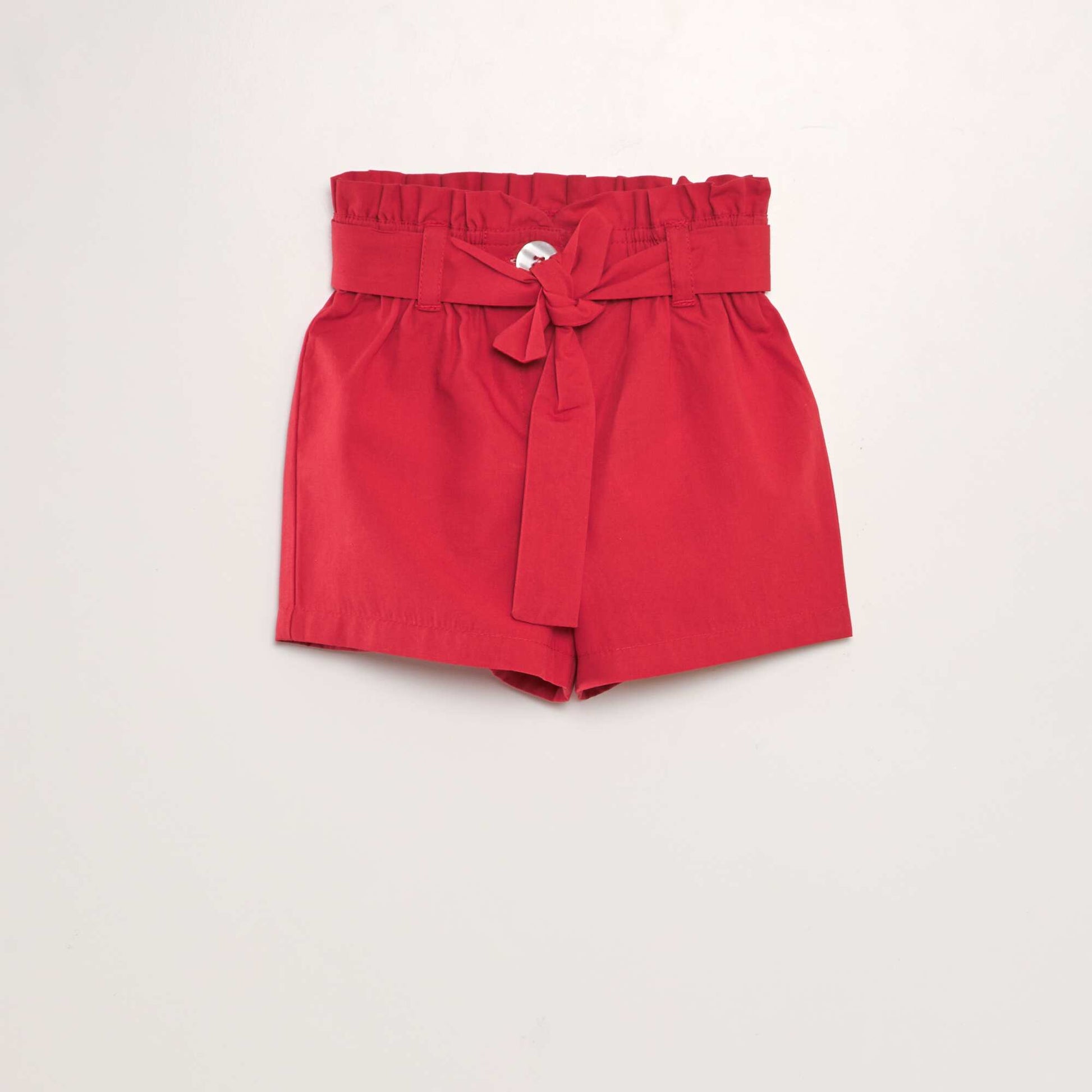Short ceintur en popeline Rouge
