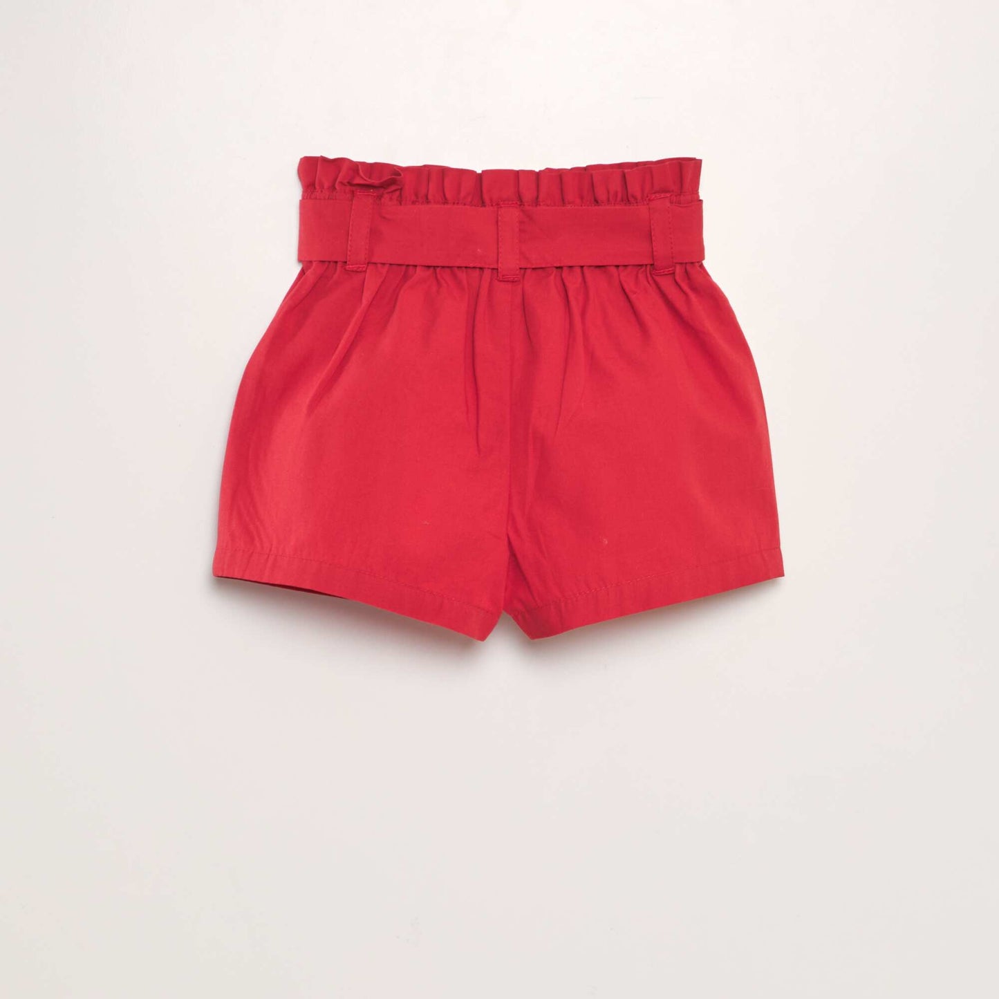Short ceintur en popeline Rouge