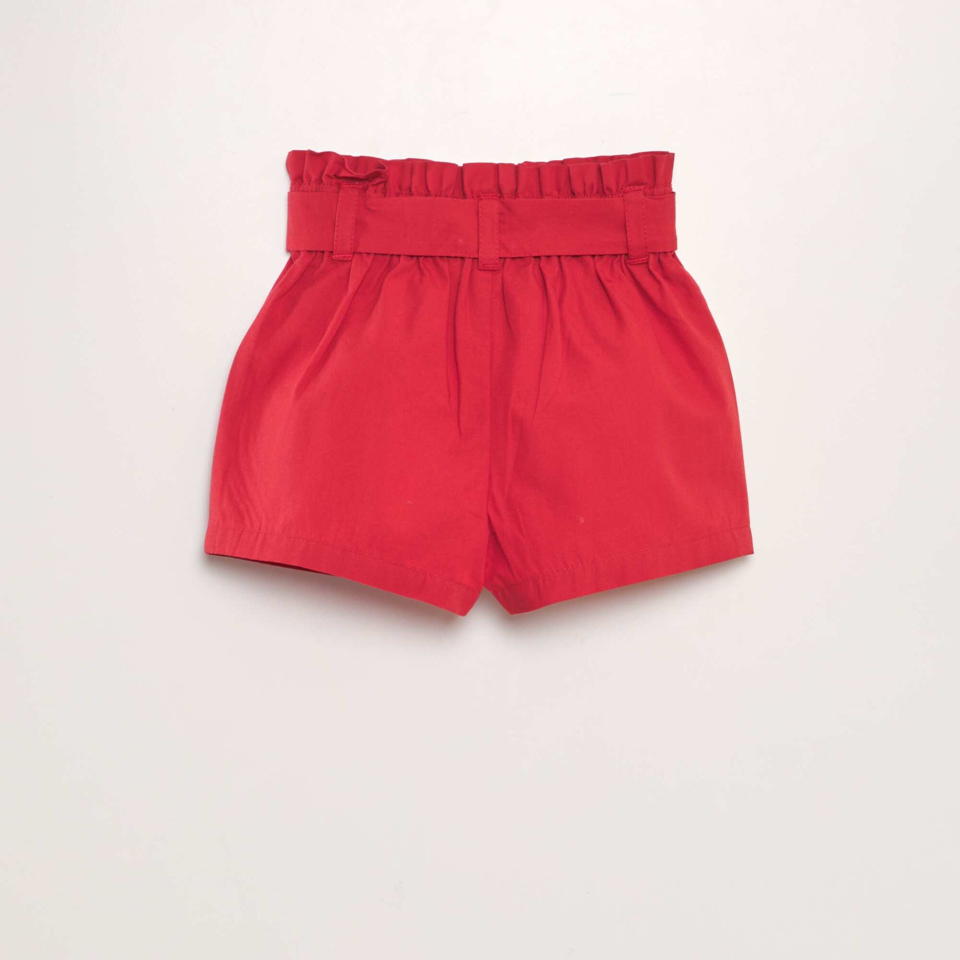 Short ceintur en popeline Rouge