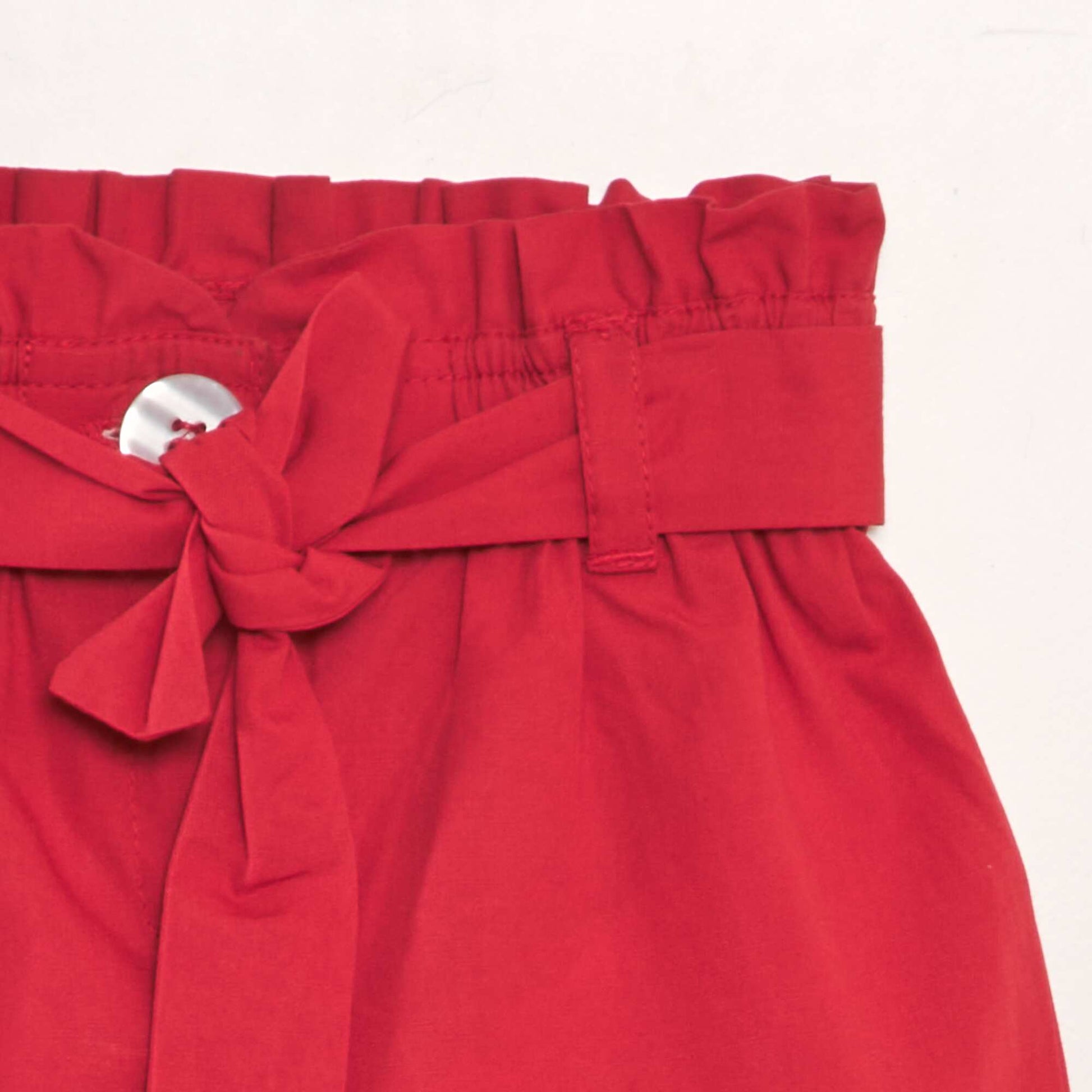 Short ceintur en popeline Rouge