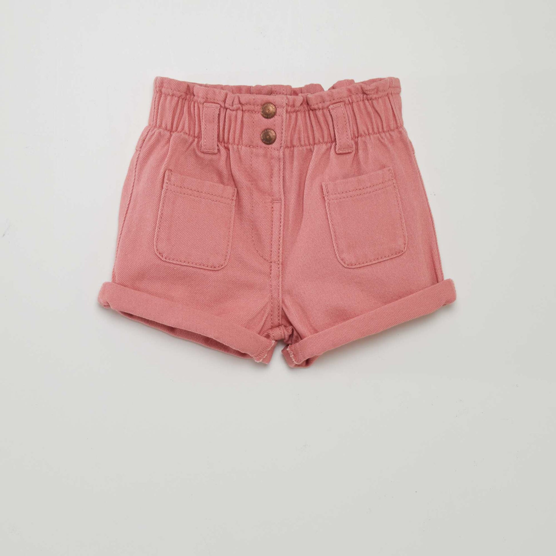 Short en denim effet smock rose