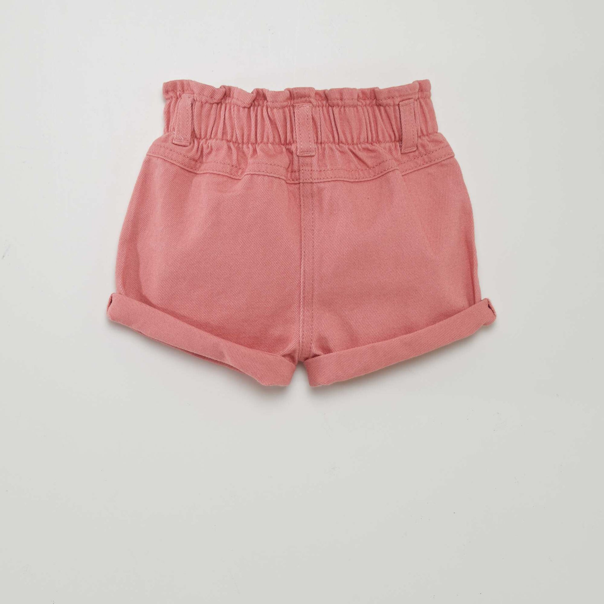 Short en denim effet smock rose