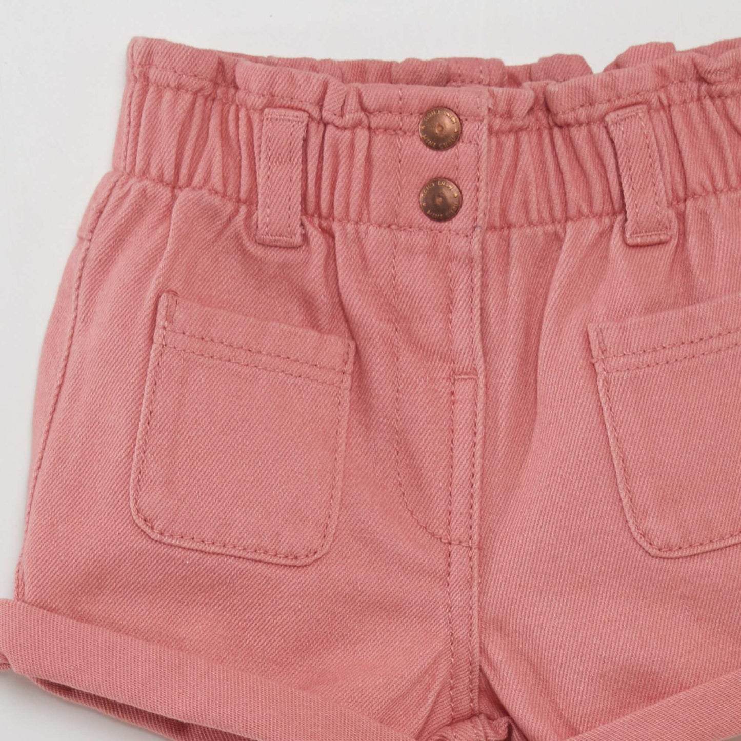 Short en denim effet smock  rose