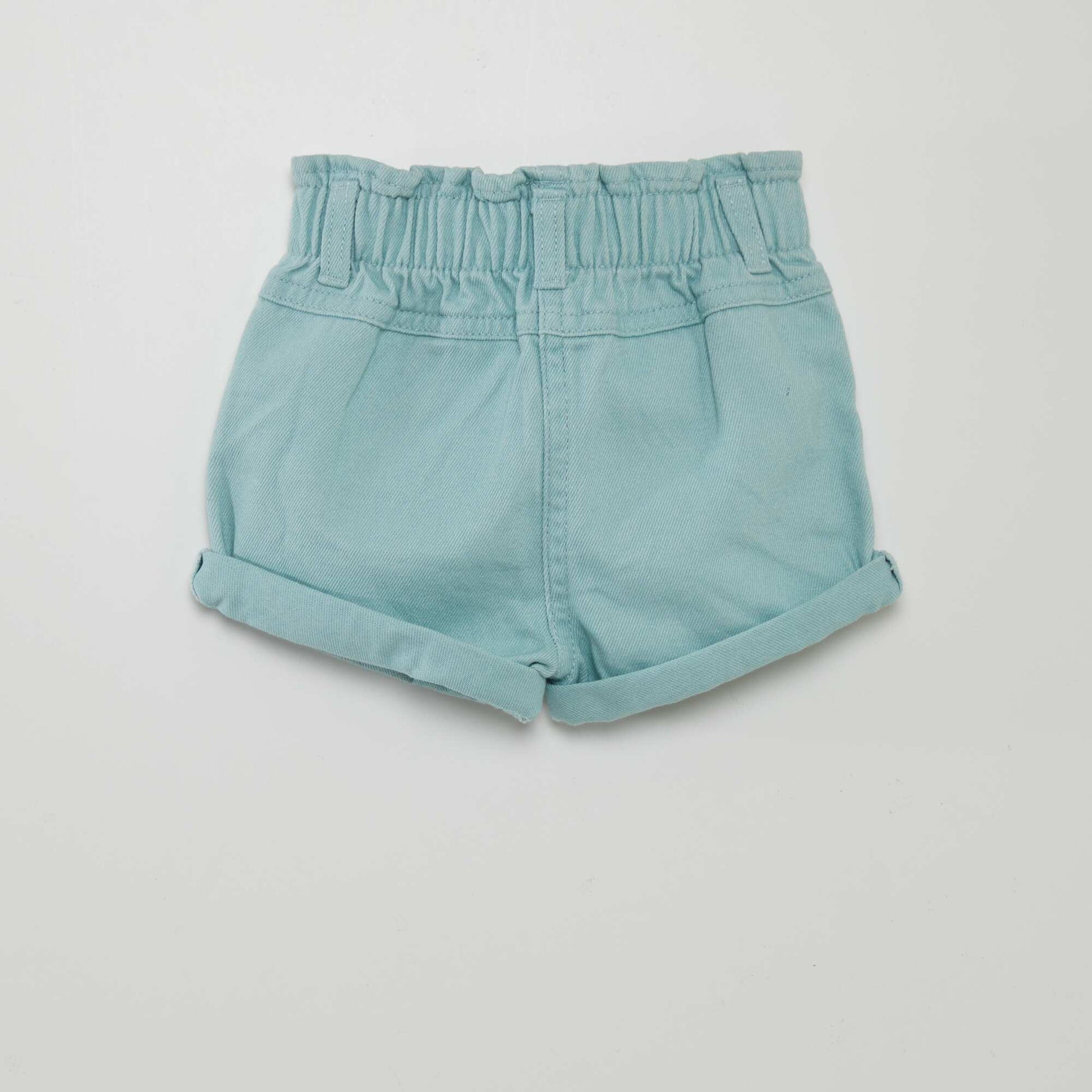 Short en denim effet smock Bleu