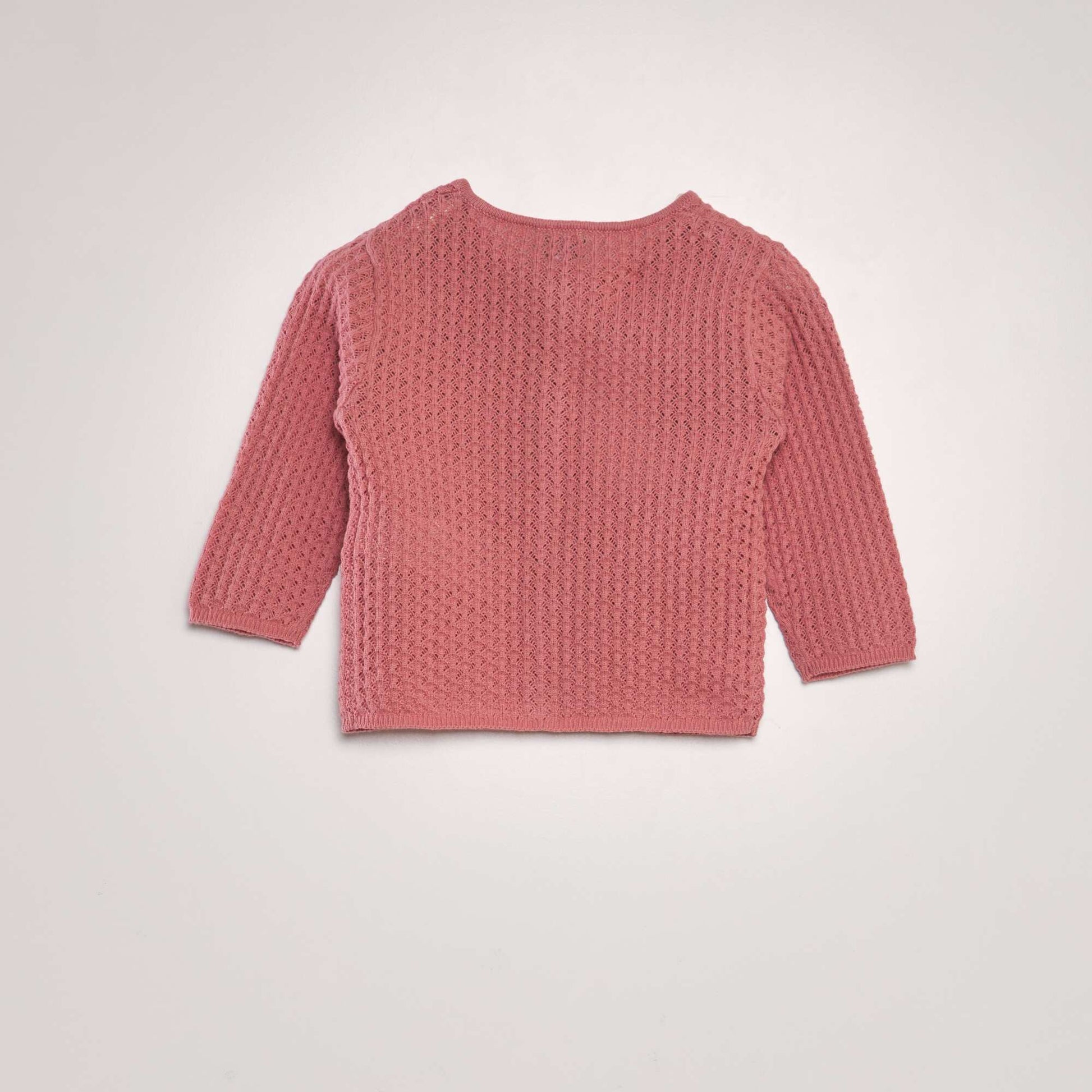 Gilet maille fantaisie rose