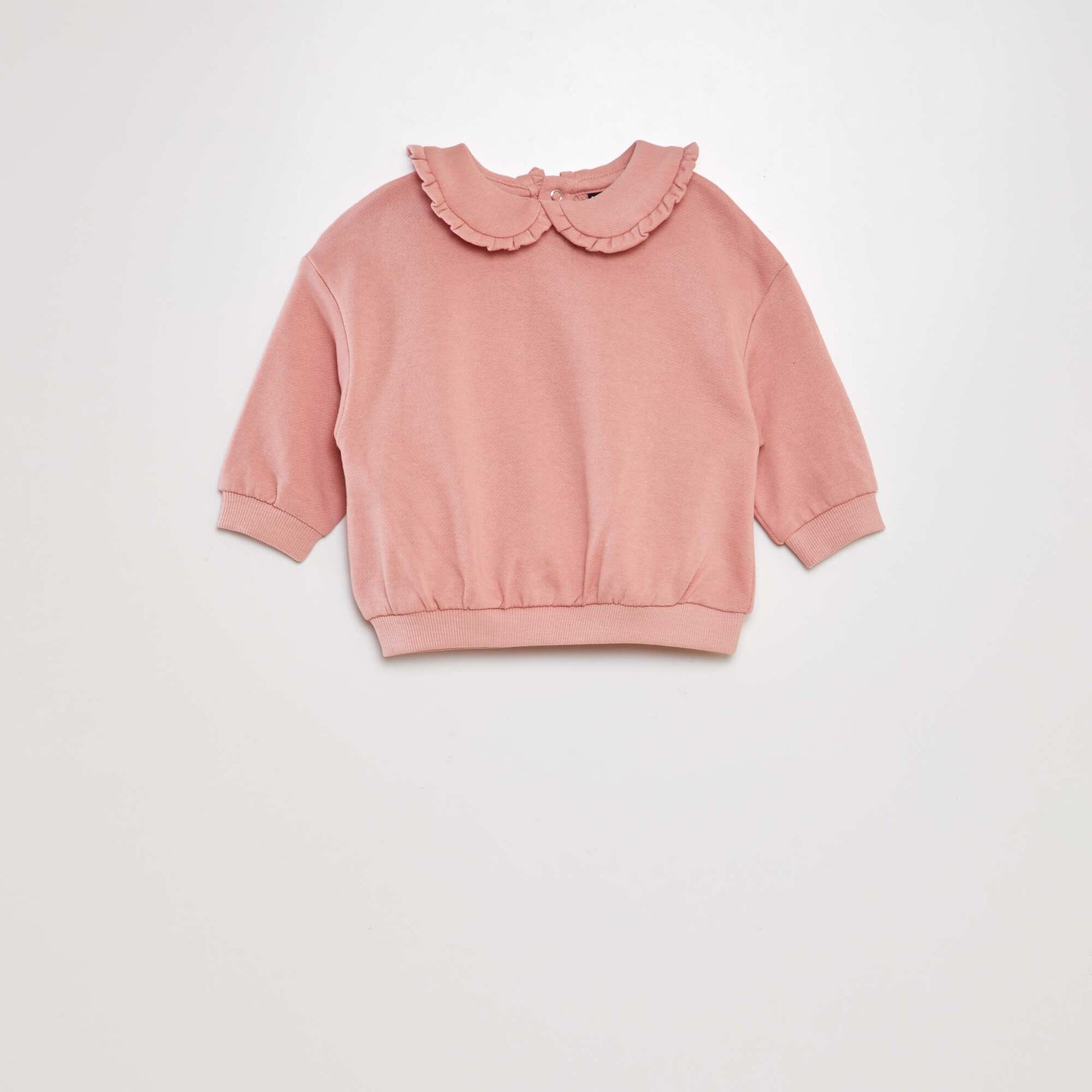 Sweat en coton col claudine Rose
