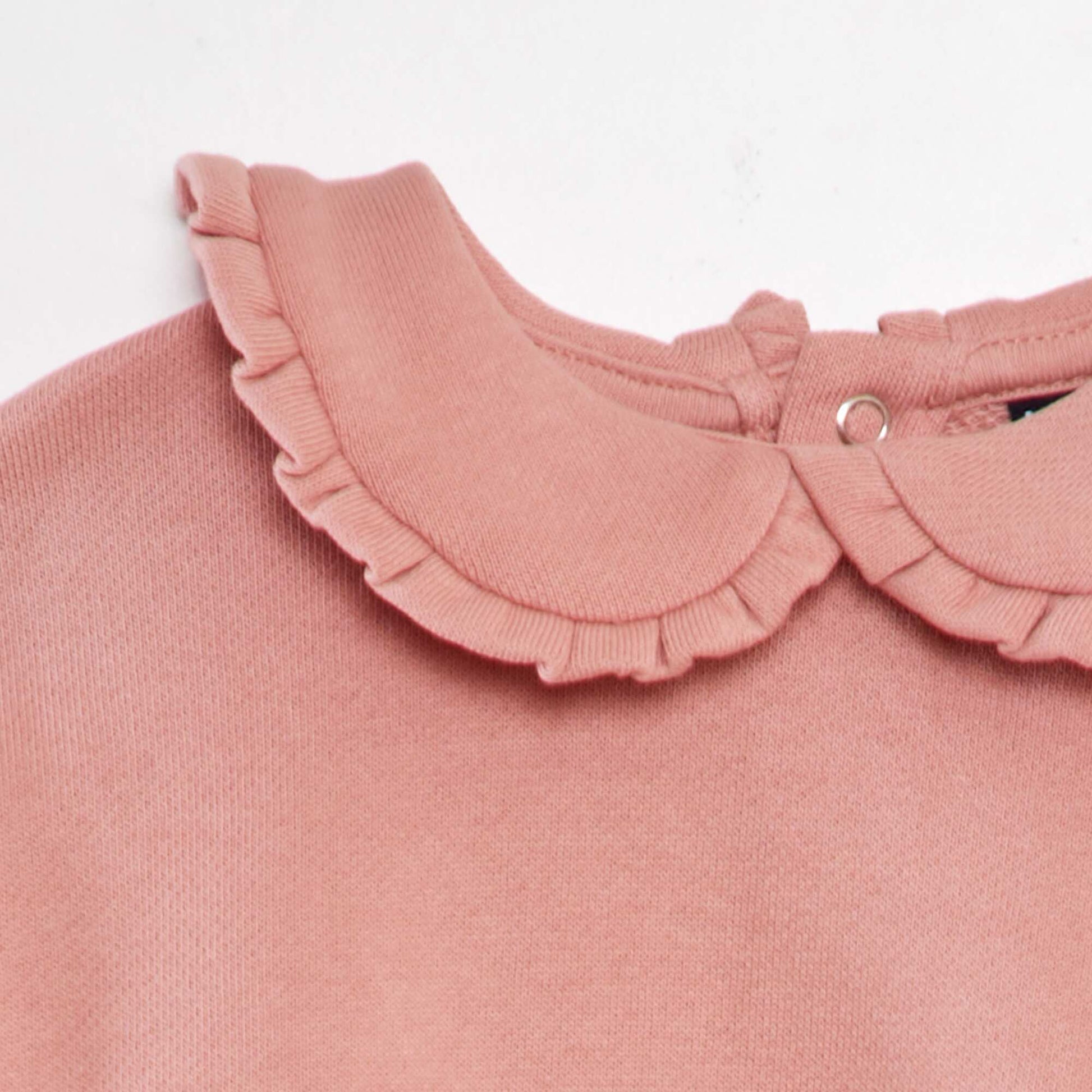 Sweat en coton col claudine Rose