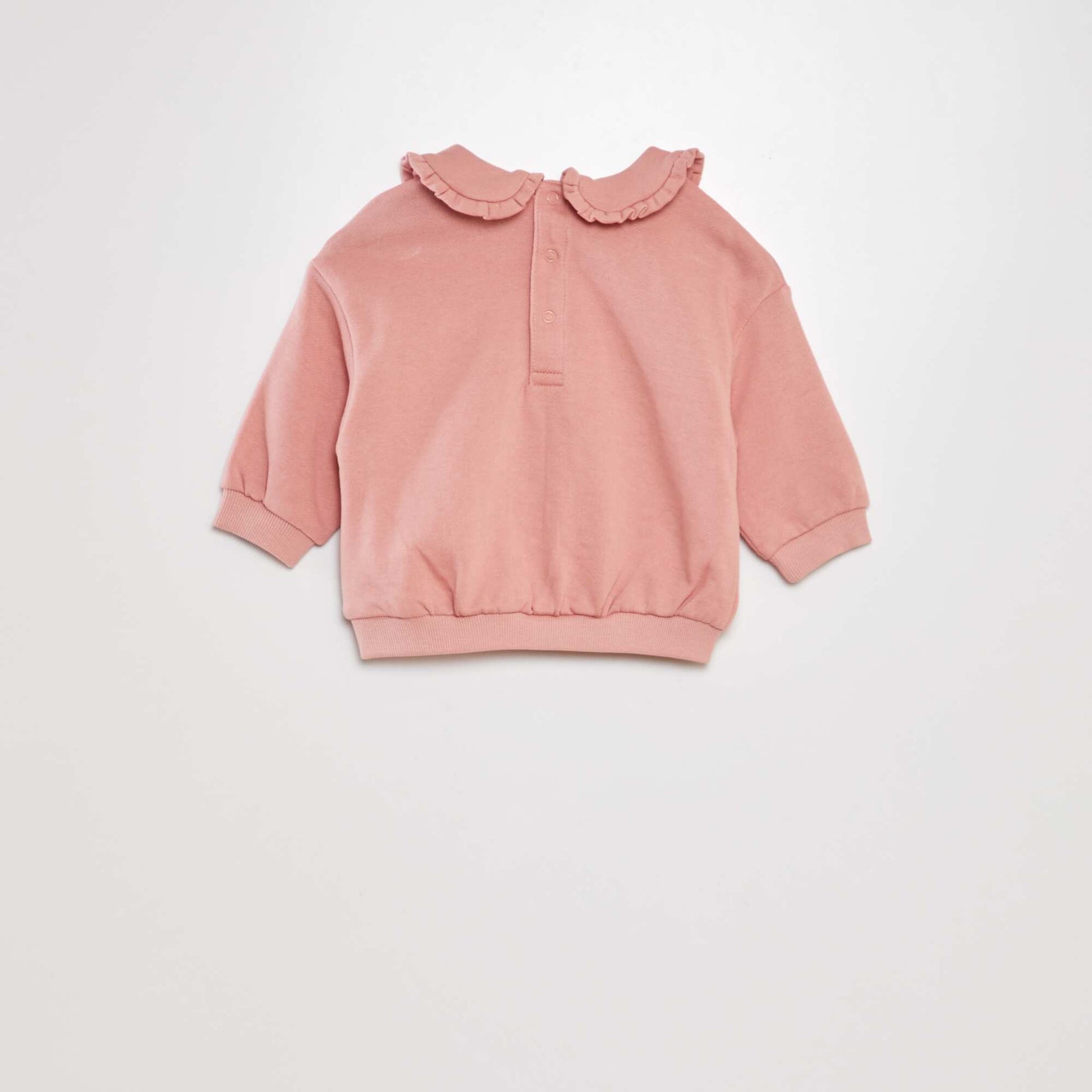Sweat en coton col claudine Rose