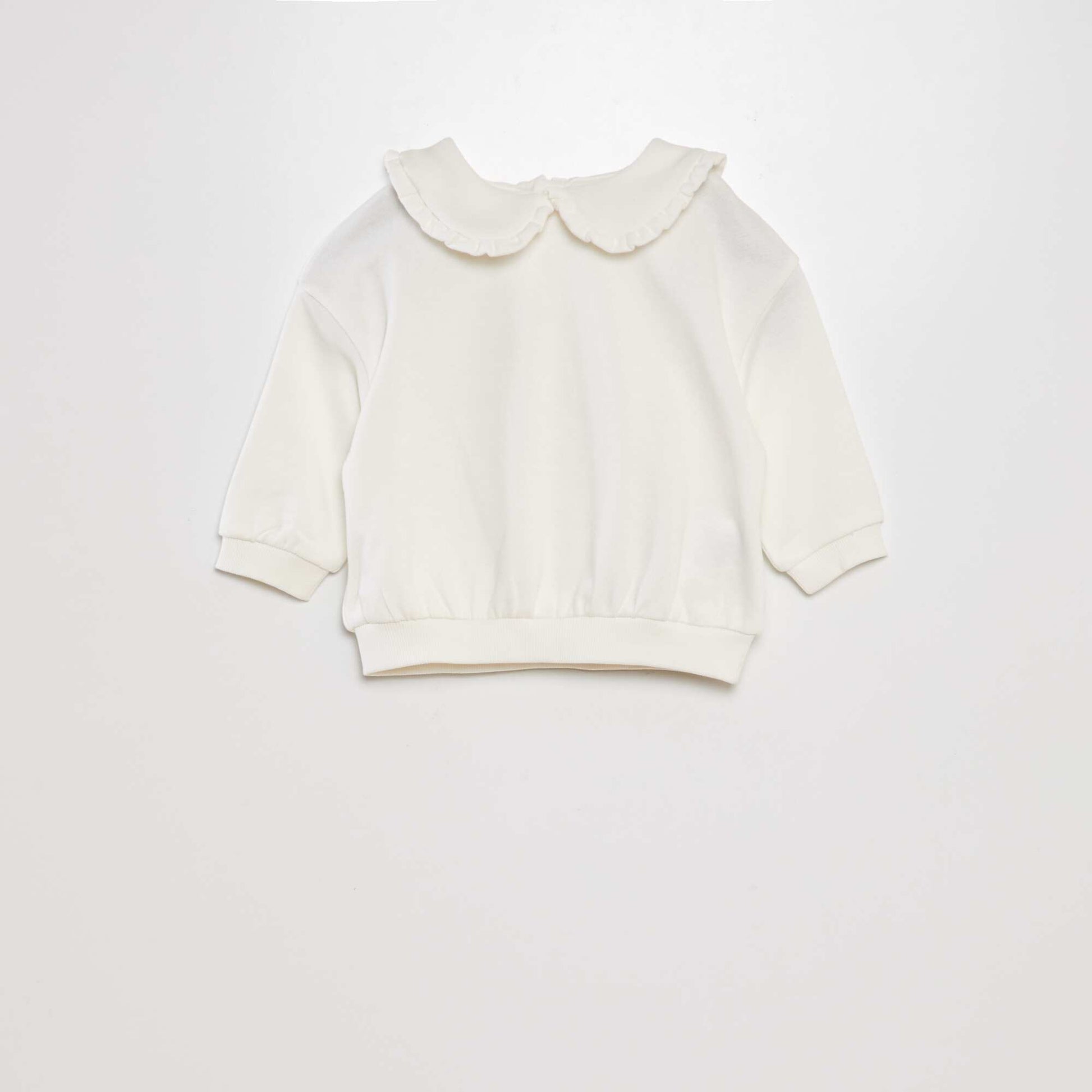 Sweat en coton col claudine blanc