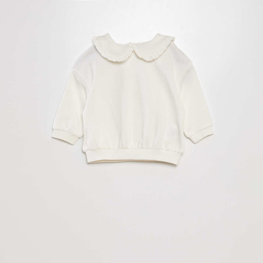 Sweat en coton   col claudine blanc