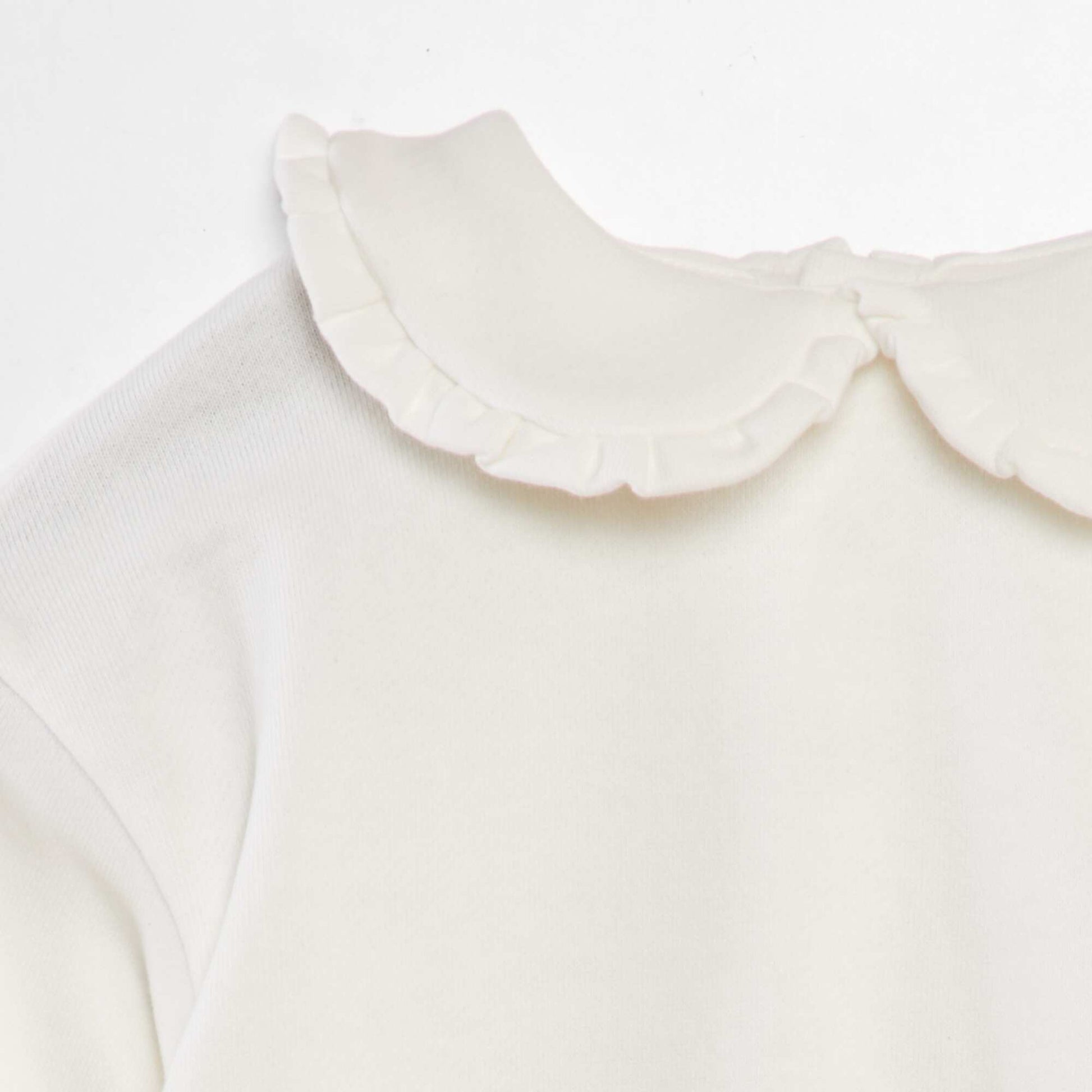 Sweat en coton col claudine blanc