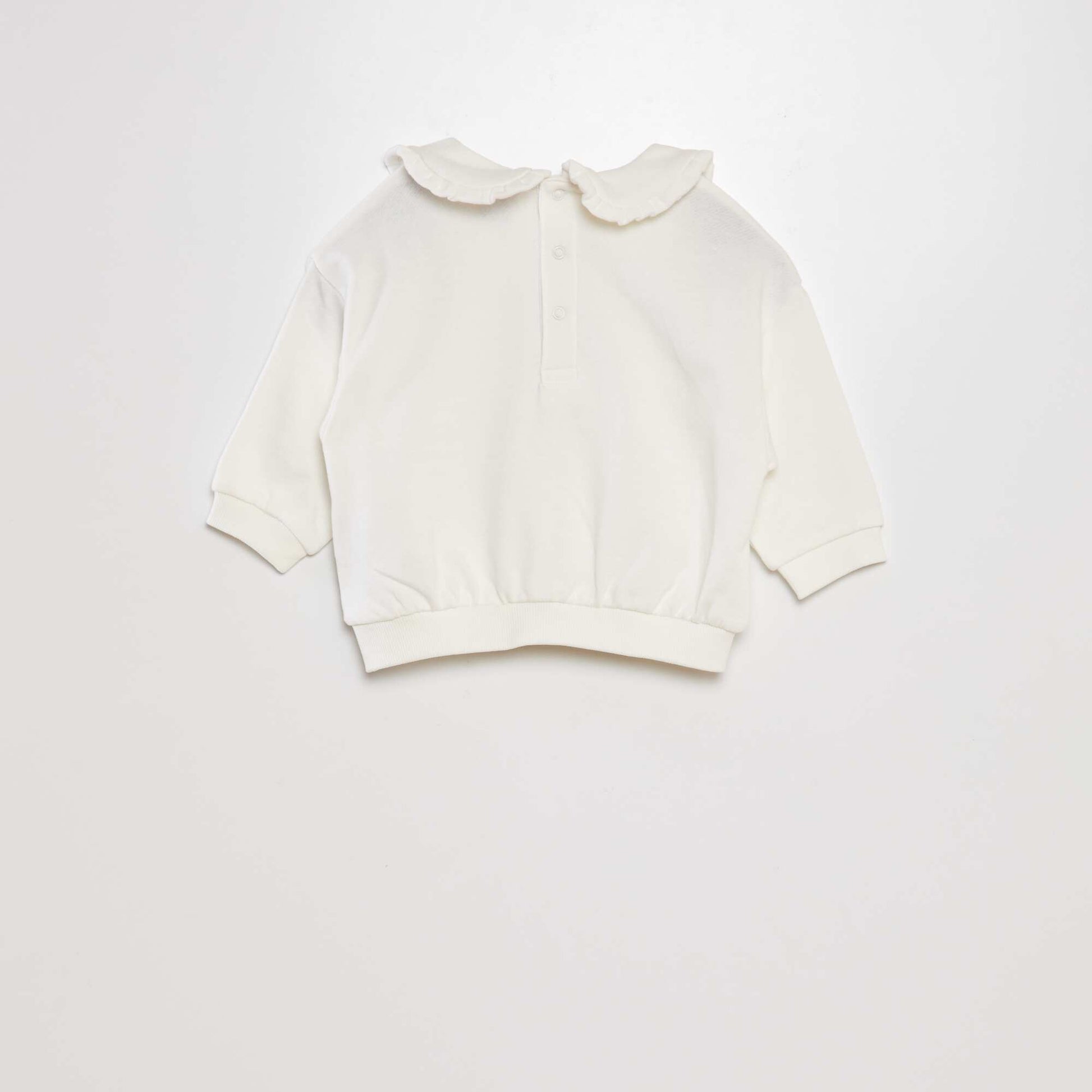 Sweat en coton col claudine blanc