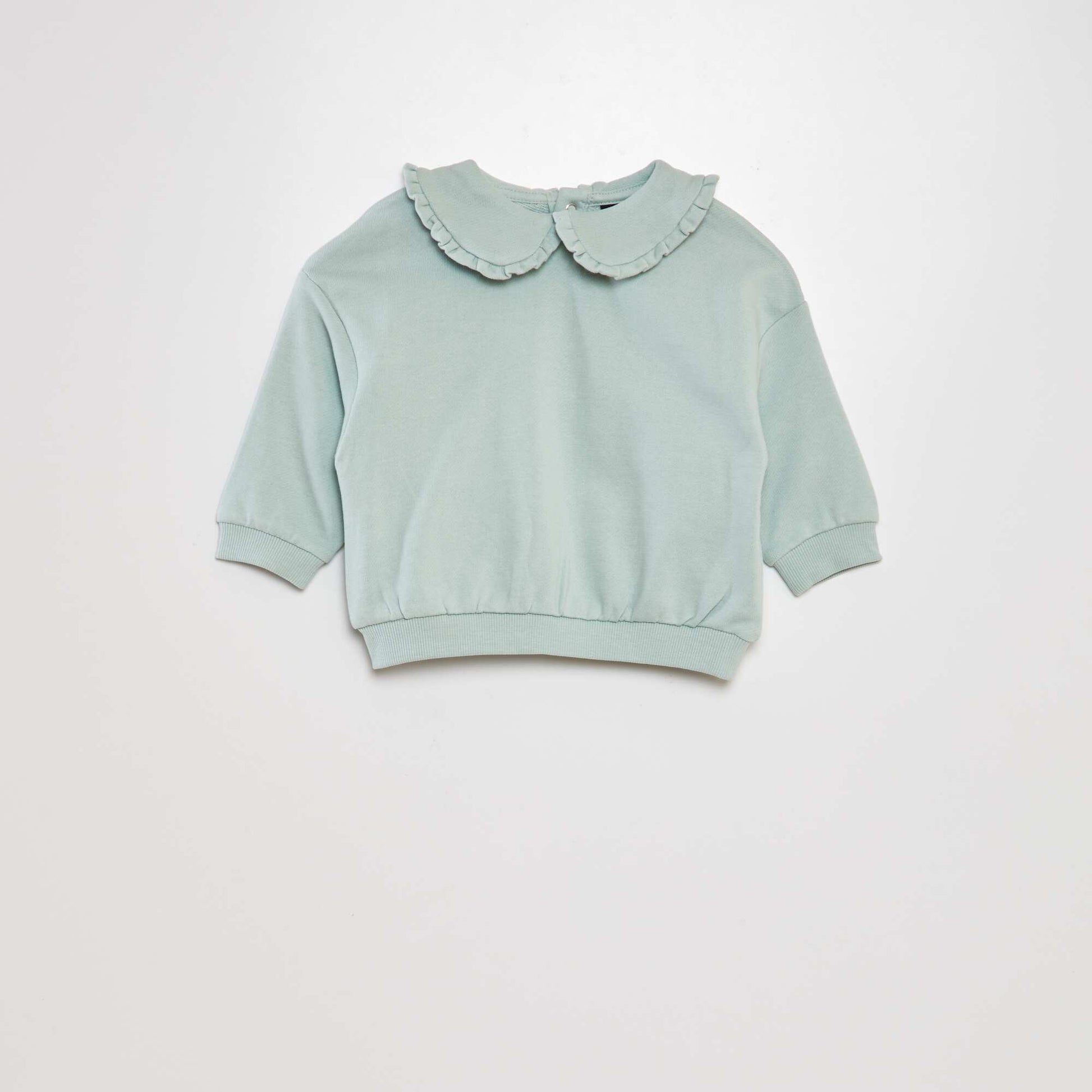 Sweat en coton col claudine Bleu clair