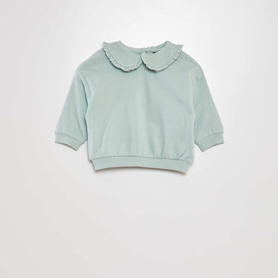 Sweat en coton col claudine Bleu clair