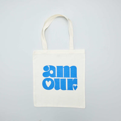 Tote bag imprim 'amour' Ecru
