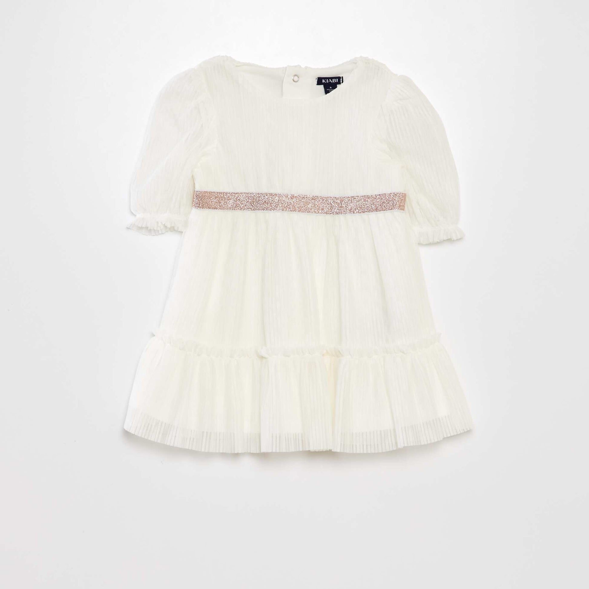 Robe ballon en tulle pliss e blanc