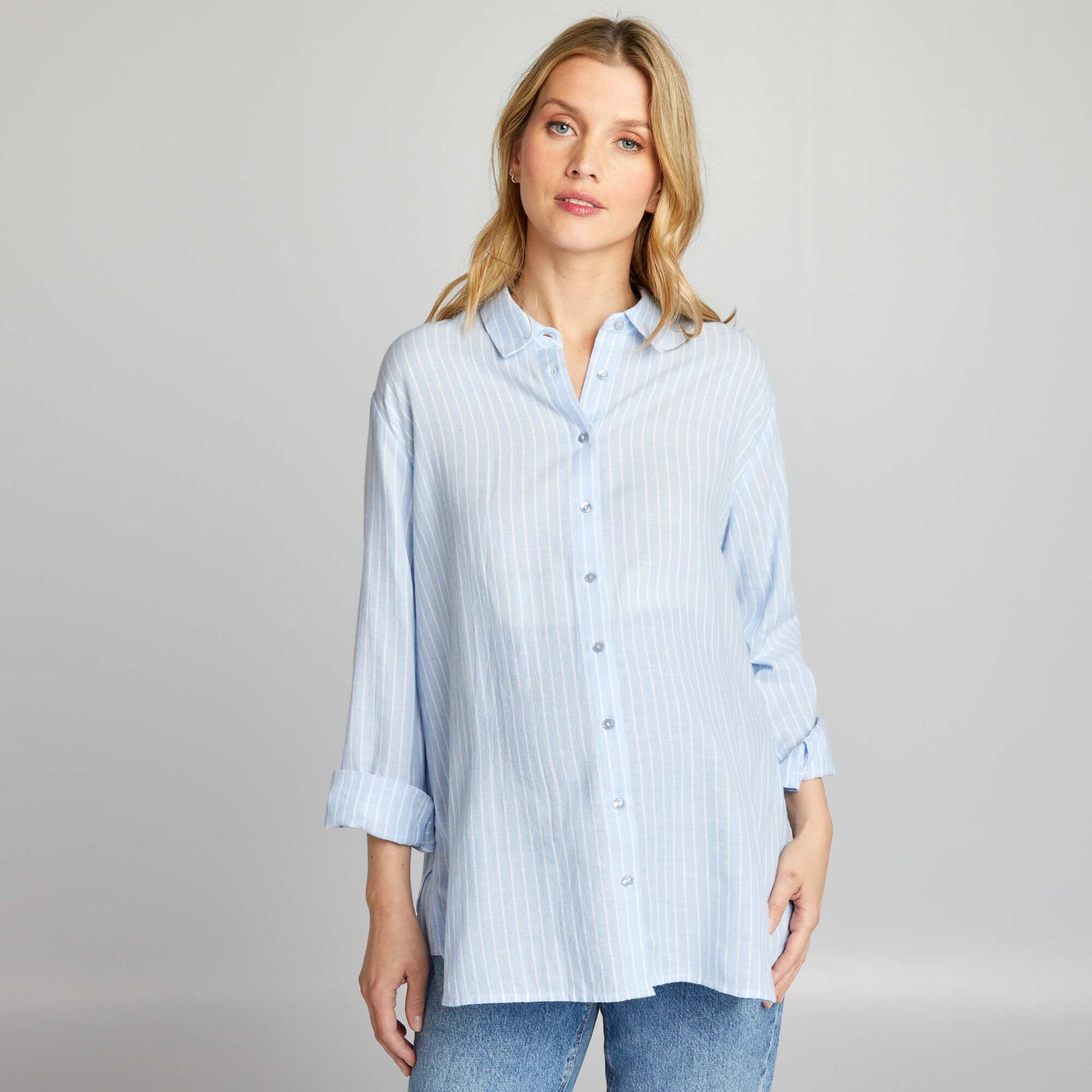 Chemise rayures de maternit Bleu