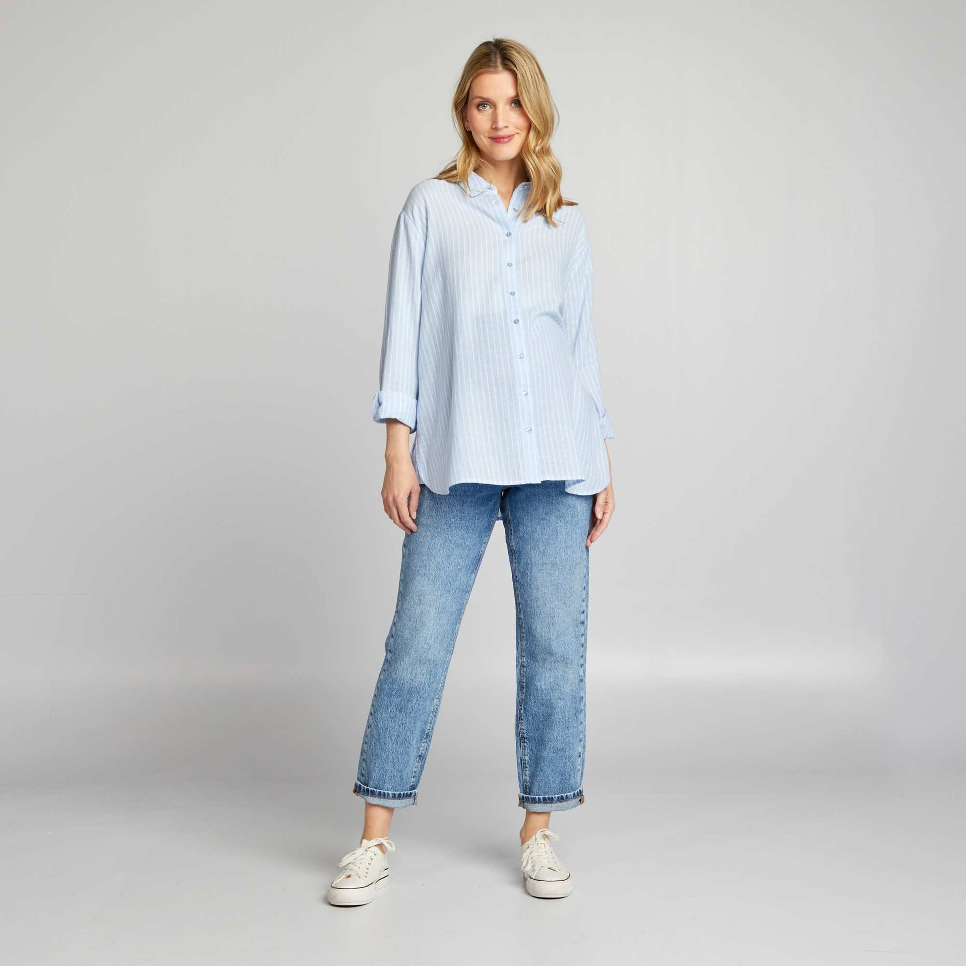 Chemise rayures de maternit Bleu