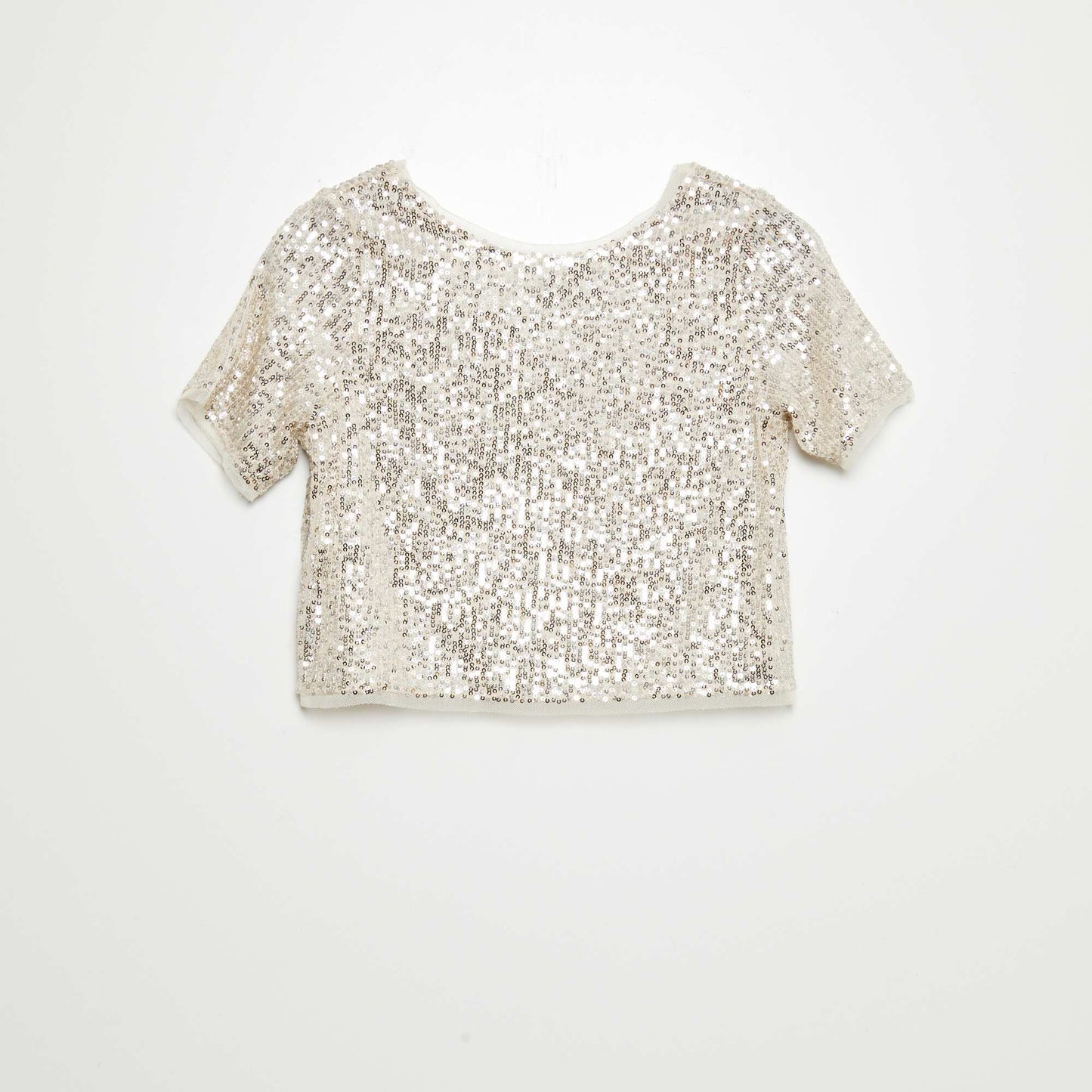 T-shirt sequins manches courtes blanc