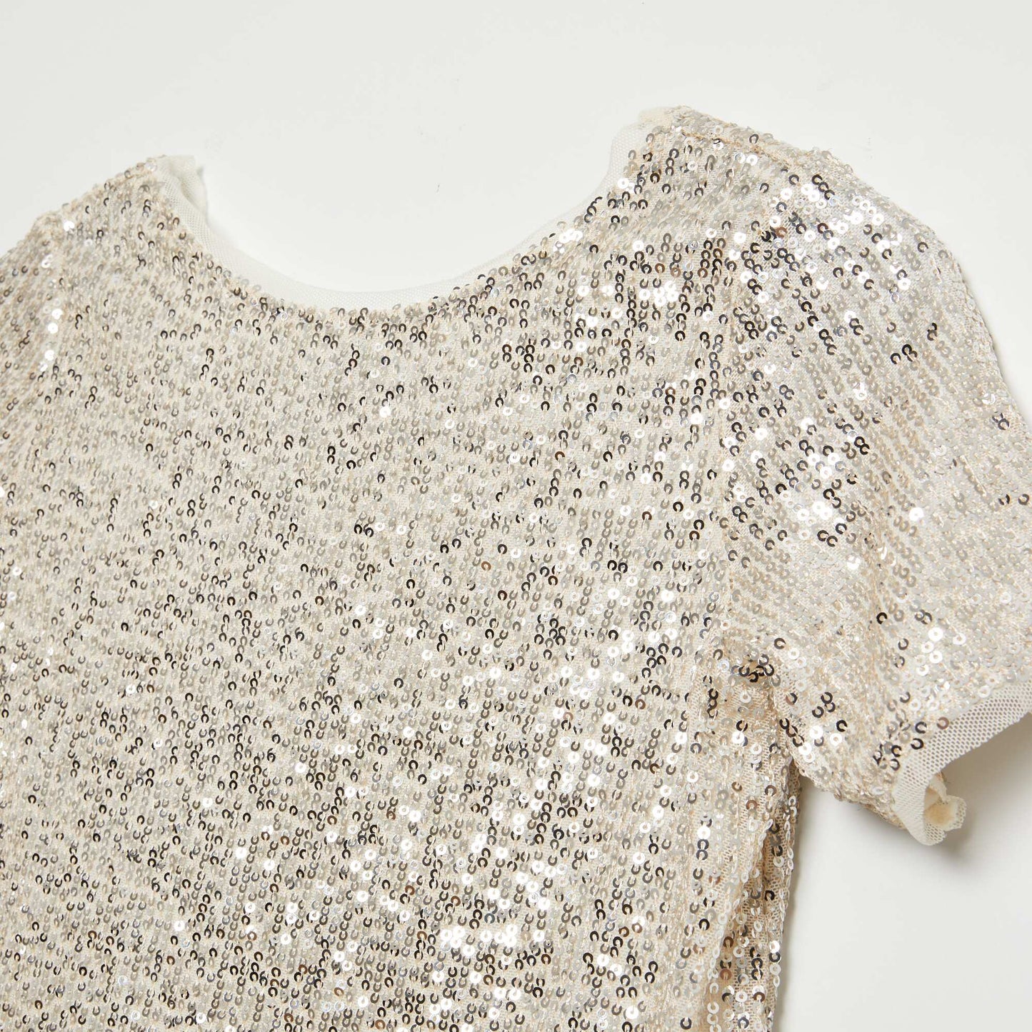 T-shirt sequins manches courtes blanc