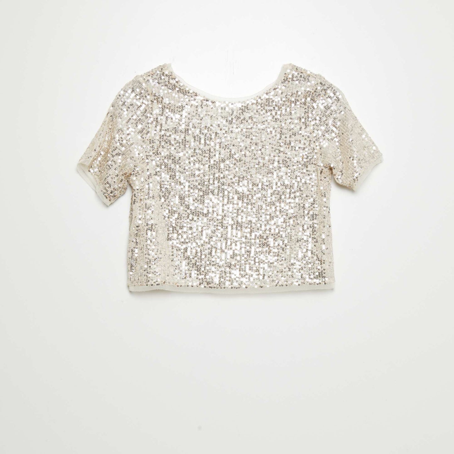 T-shirt sequins manches courtes blanc