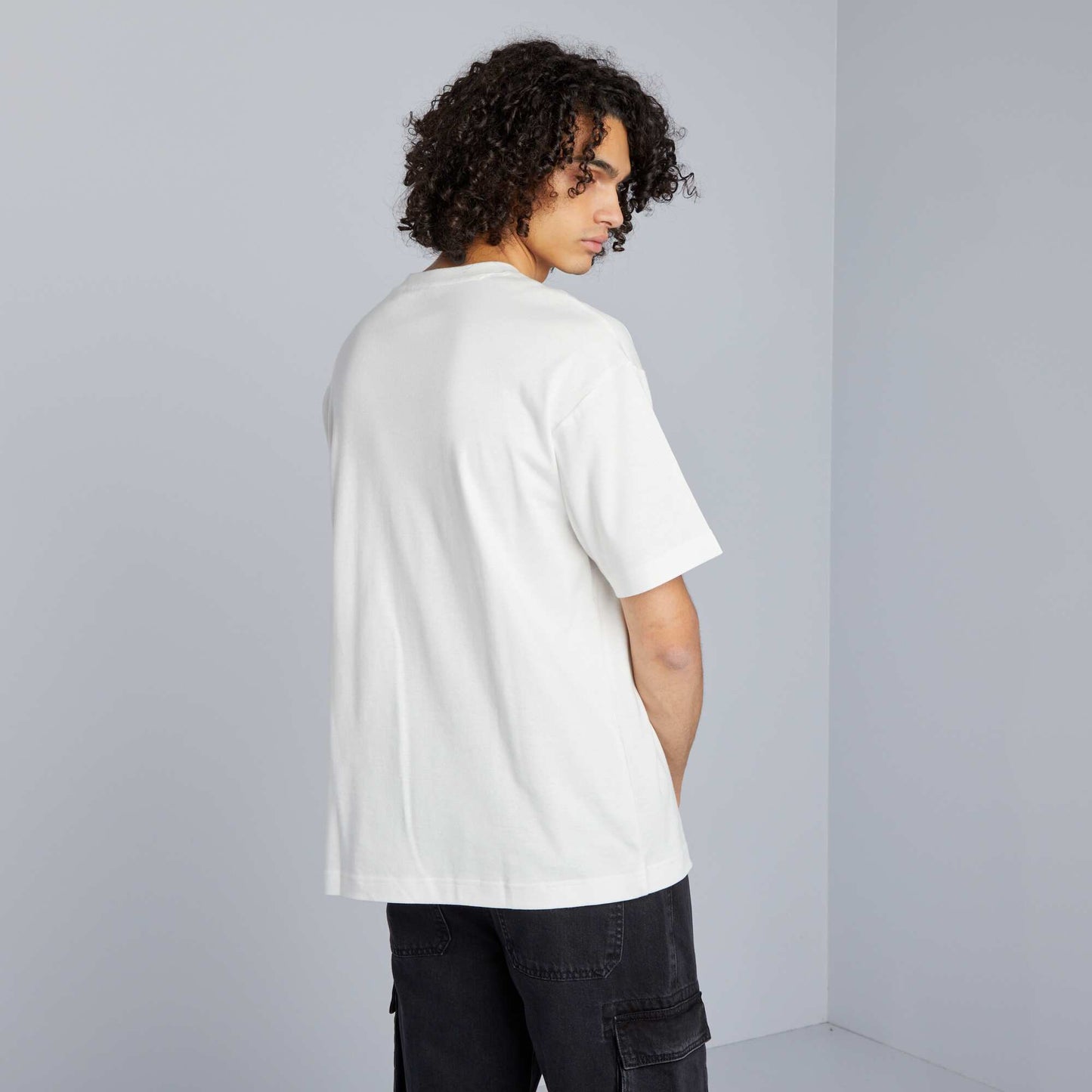 T-shirt col rond en coton blanc