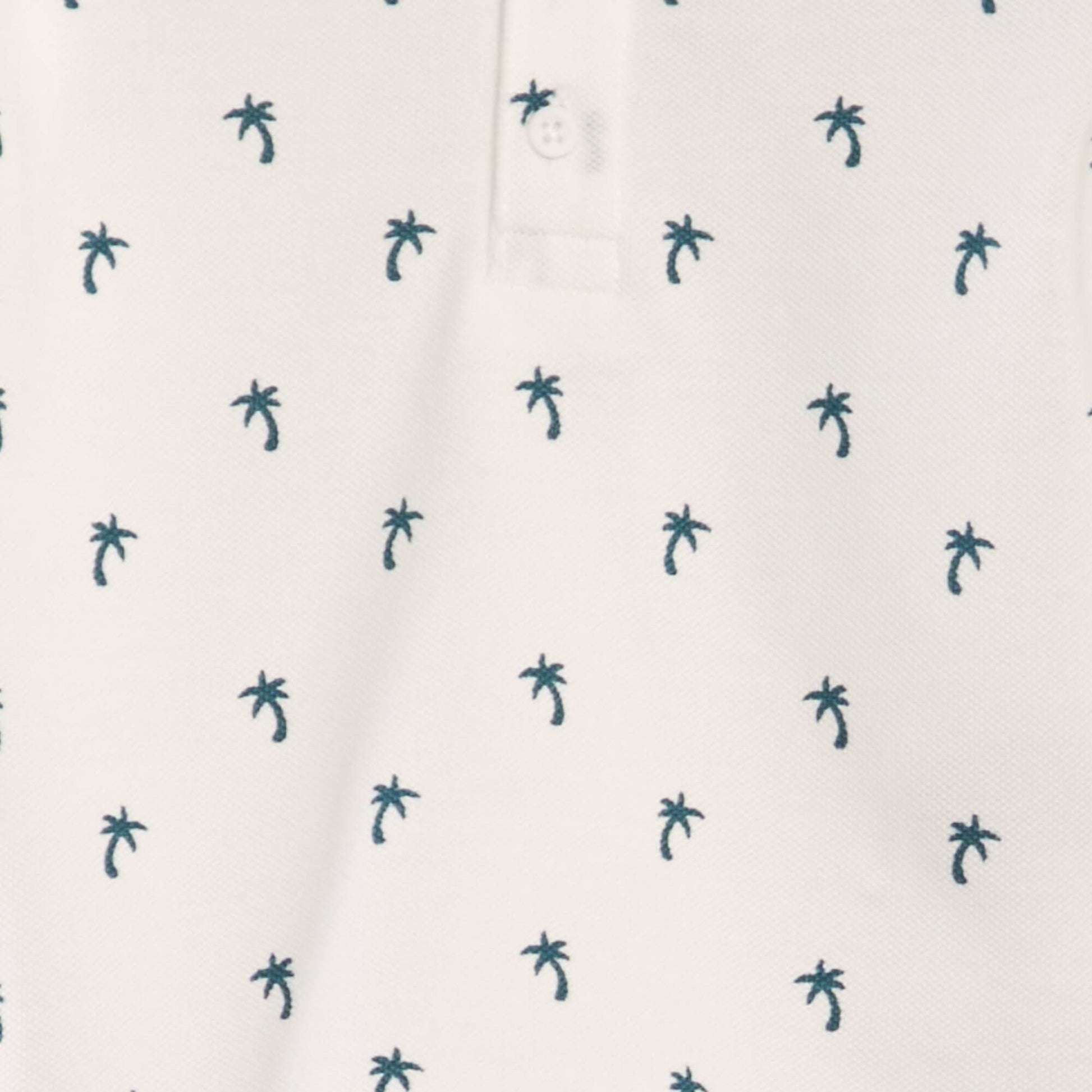 Polo en piqu de coton avec imprim Blanc 'palmiers'