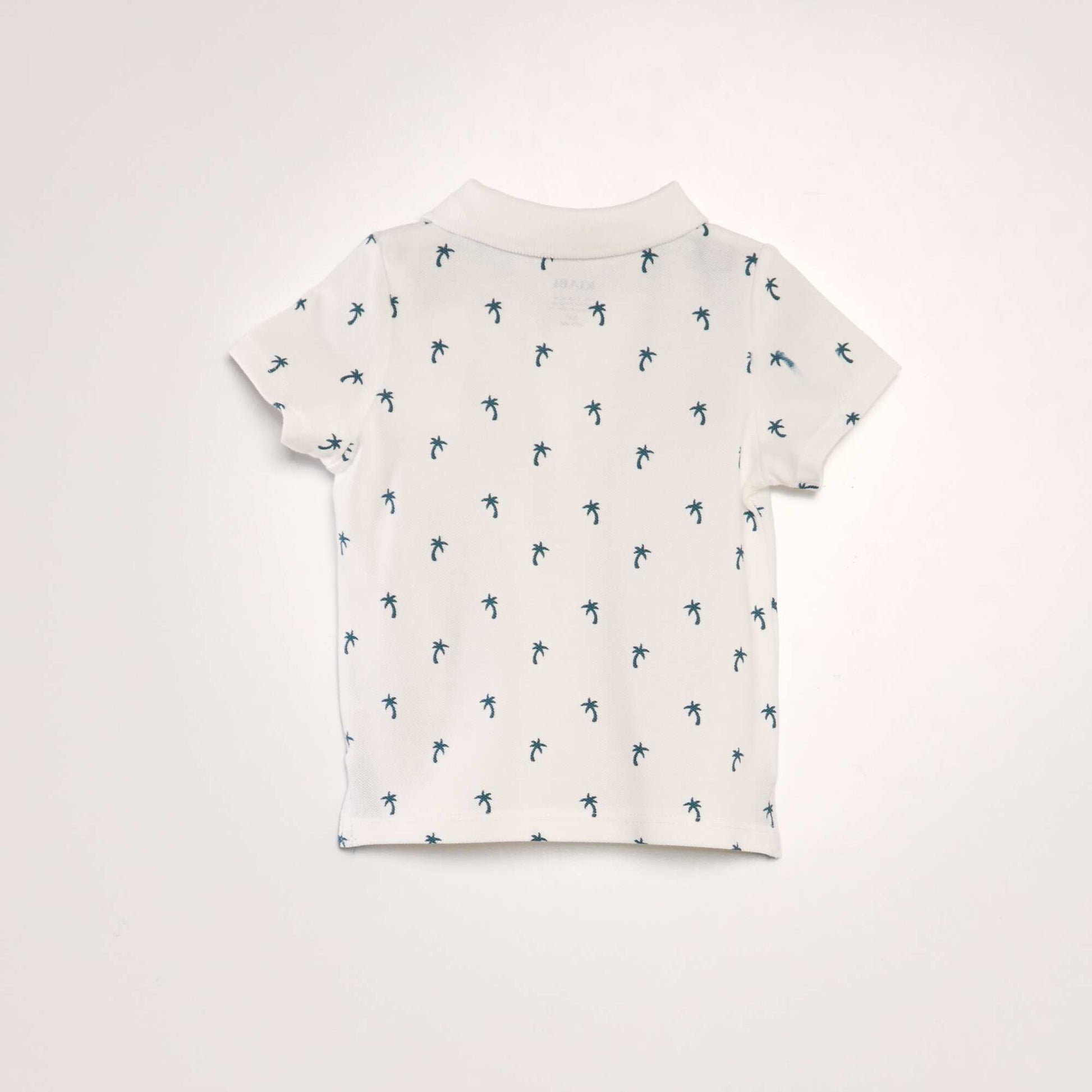 Polo en piqu de coton avec imprim Blanc 'palmiers'