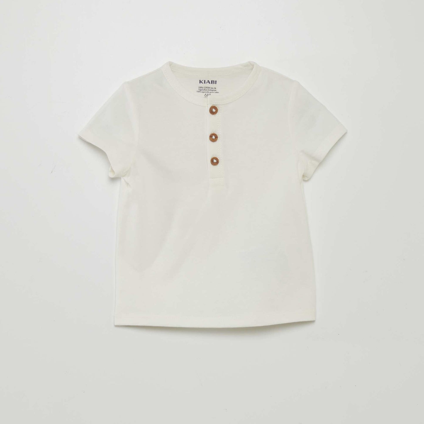 Tee-shirt uni avec col boutonn  blanc