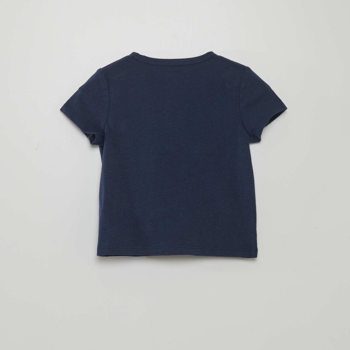 Tee-shirt uni avec col boutonn  Bleu marine