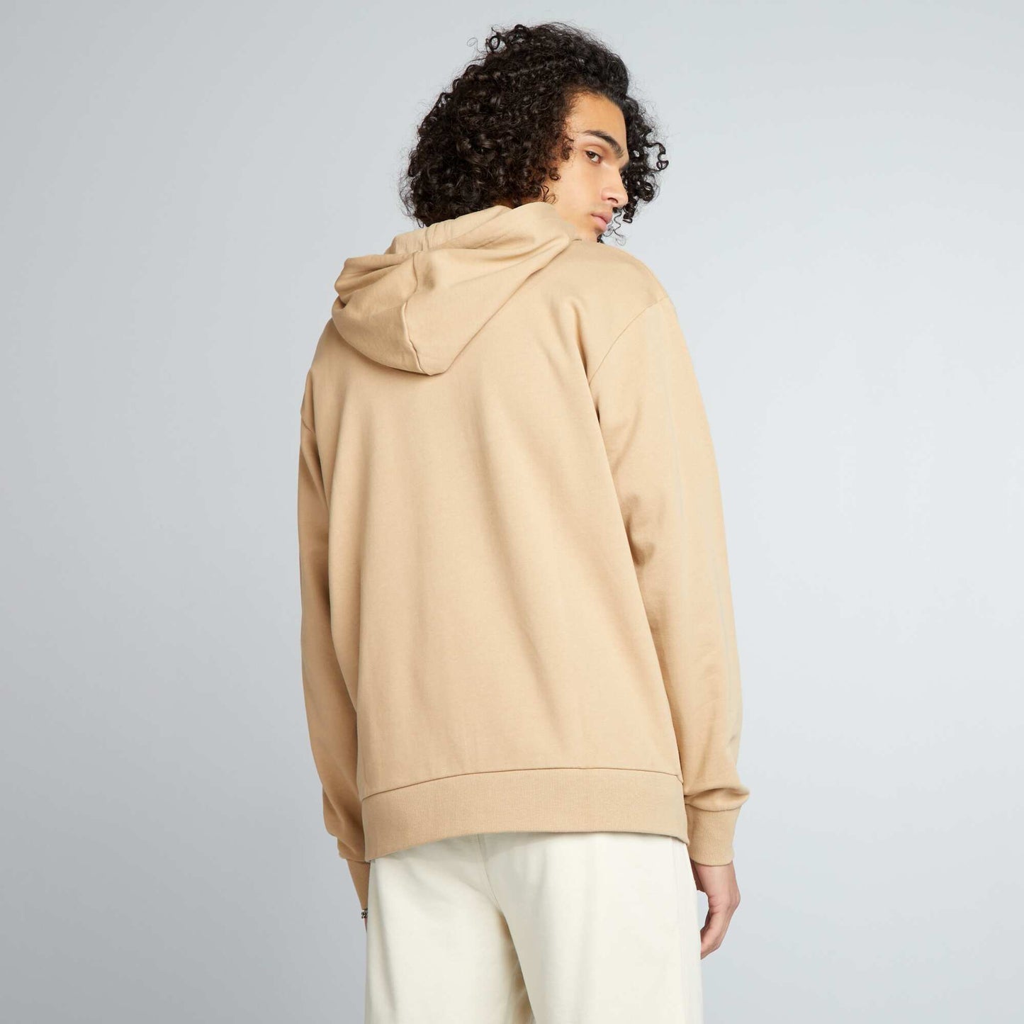 Sweat zipp capuche uni Beige