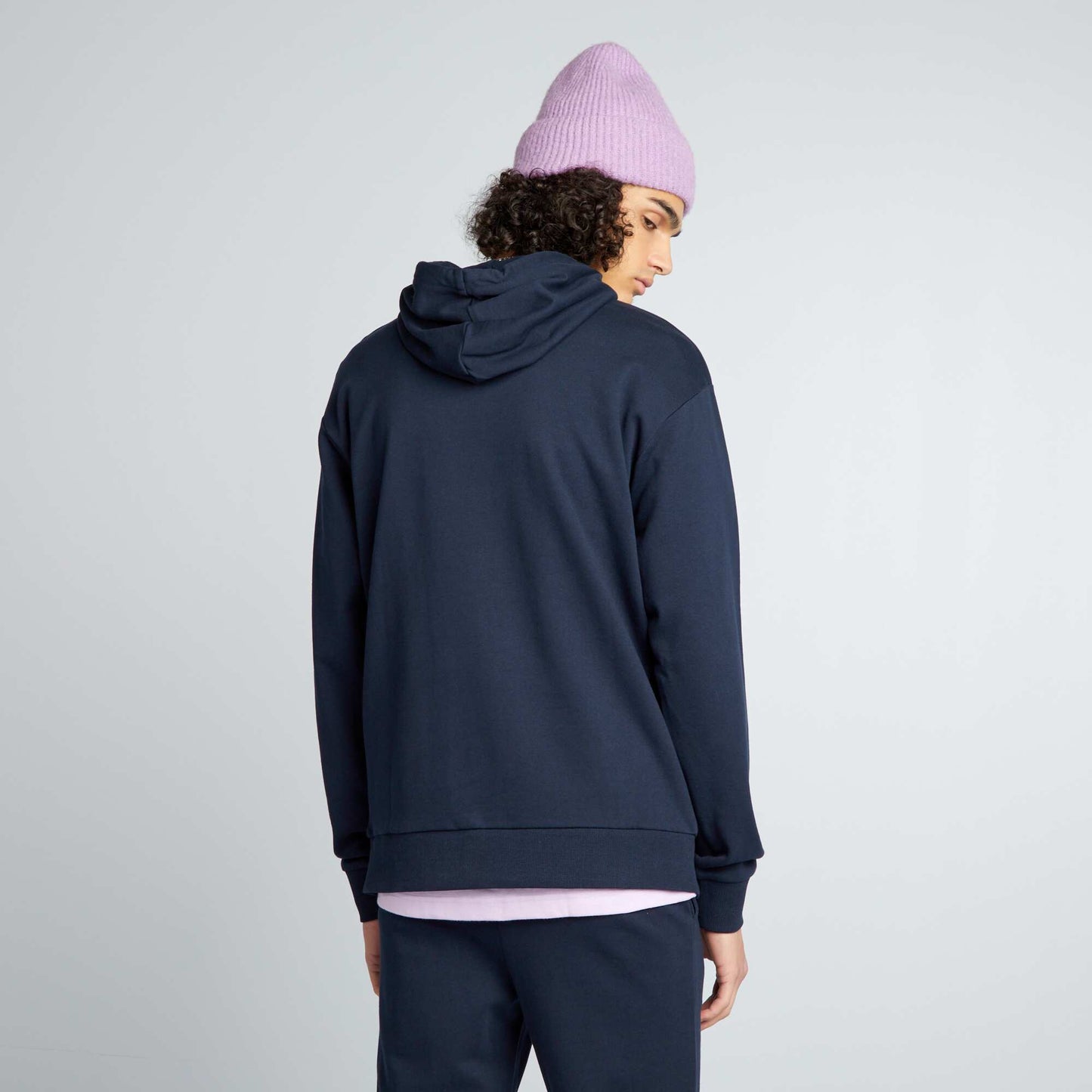 Sweat capuche d tail brod Bleu marine