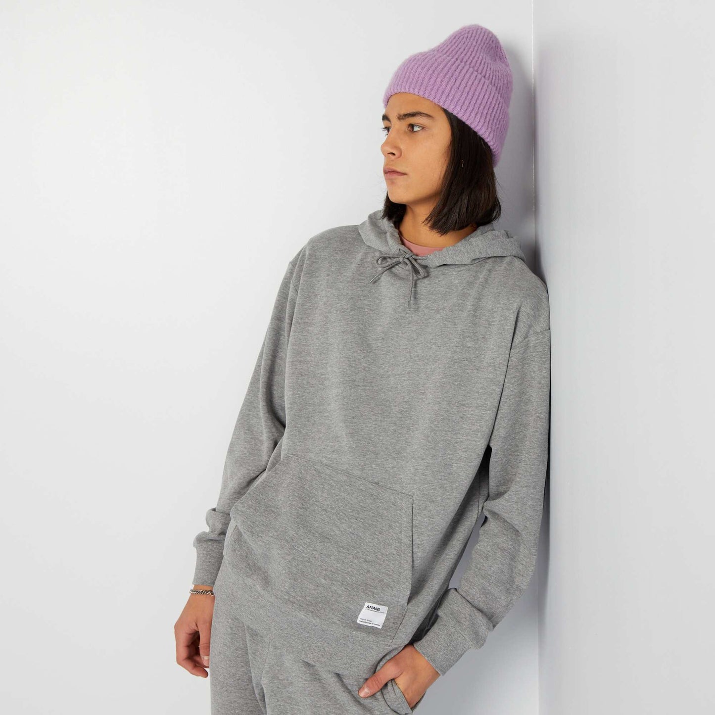 Sweat capuche d tail brod Gris