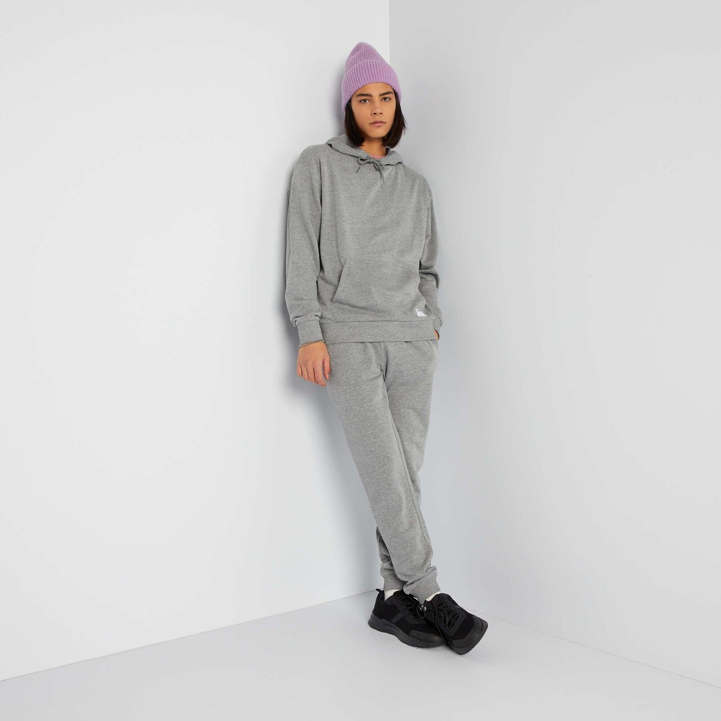 Sweat capuche d tail brod Gris