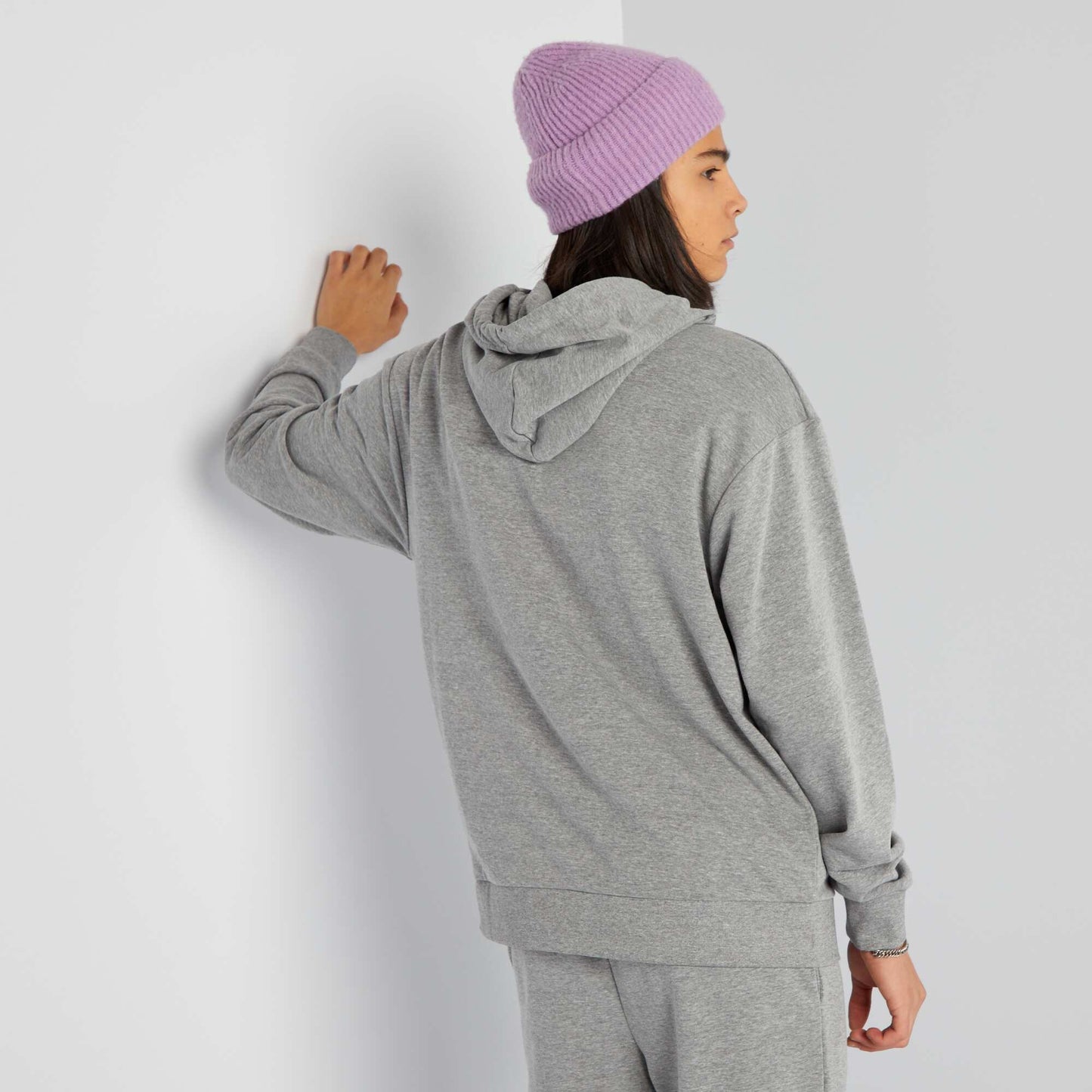 Sweat capuche d tail brod Gris