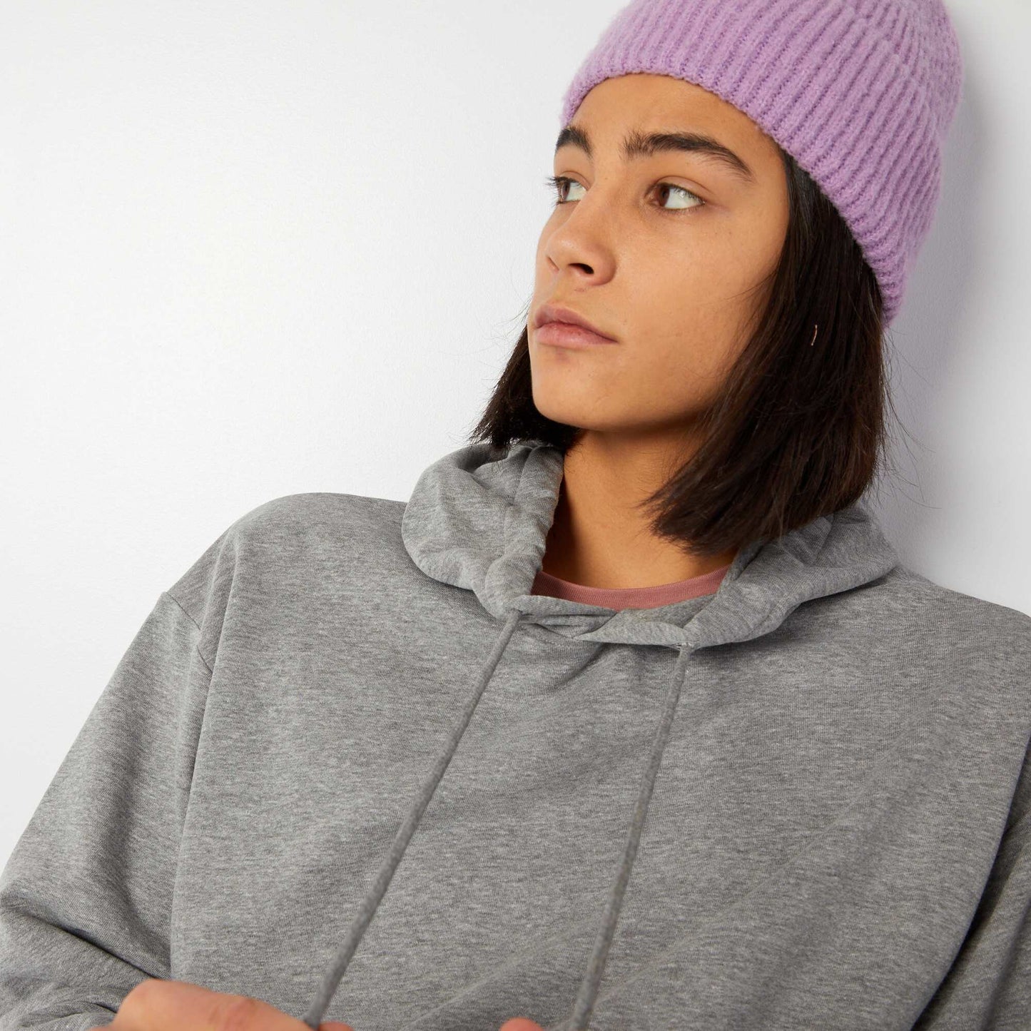 Sweat capuche d tail brod Gris