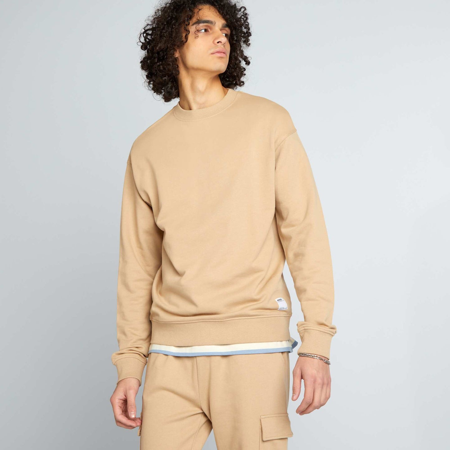 Sweat col rond d tail BEIGE