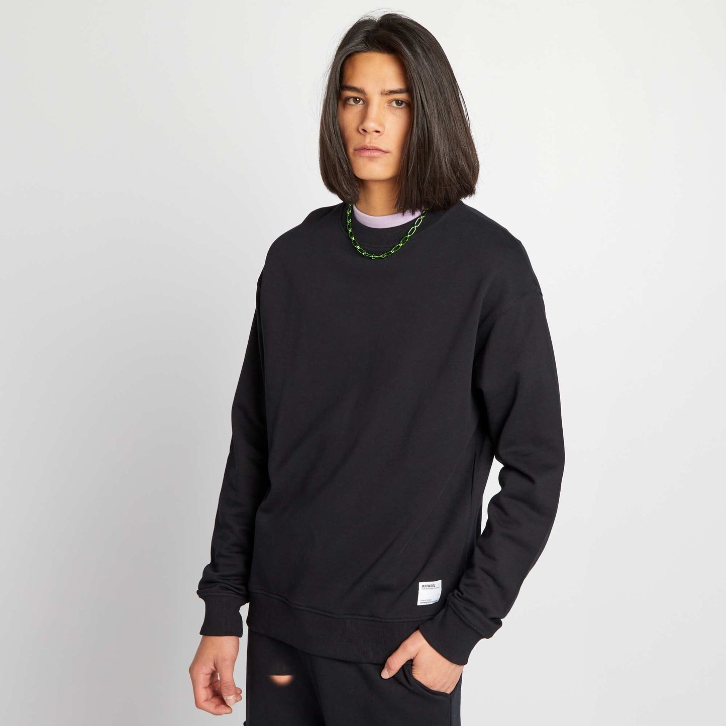 Sweat col rond d tail noir