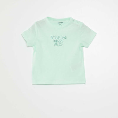 T-shirt manches courtes avec inscription Bleu