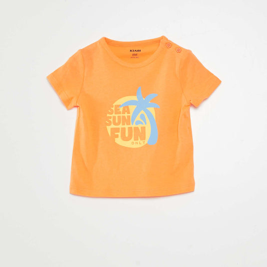 T-shirt manches courtes imprim  Orange