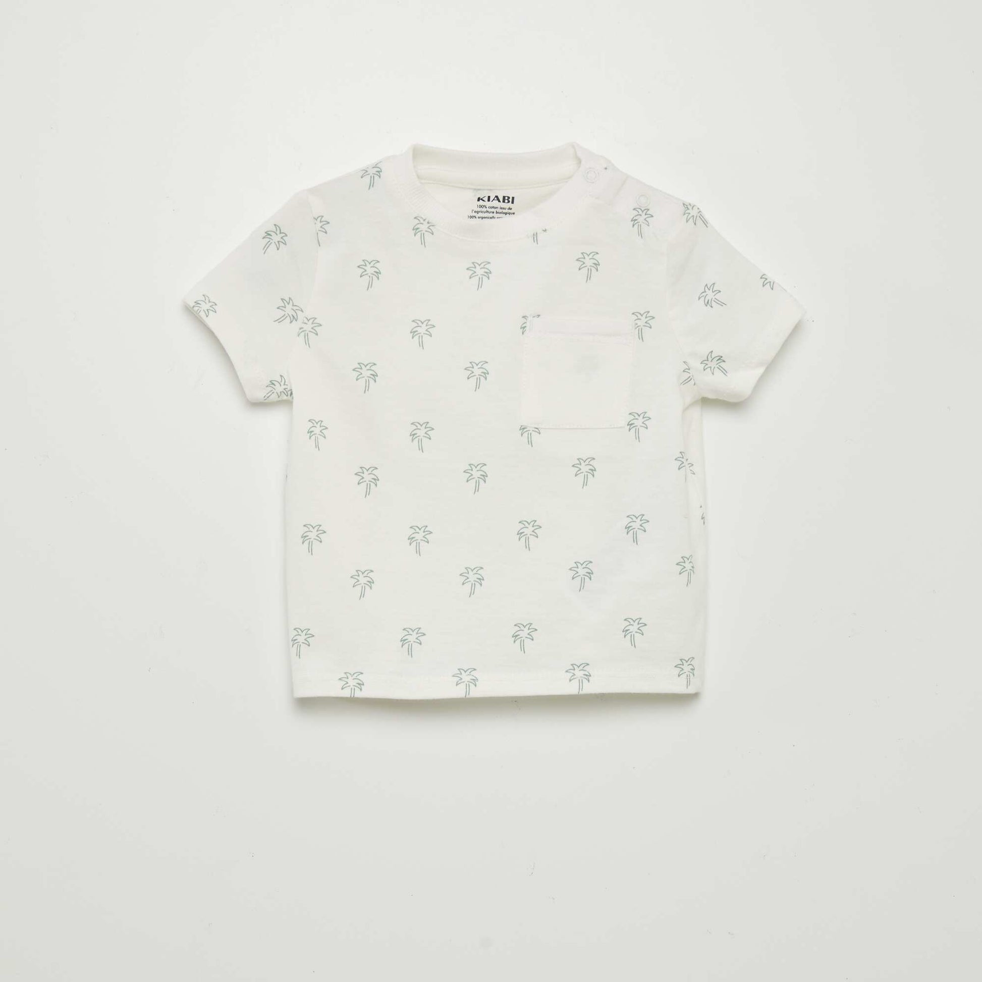 T-shirt imprim poche Blanc palm