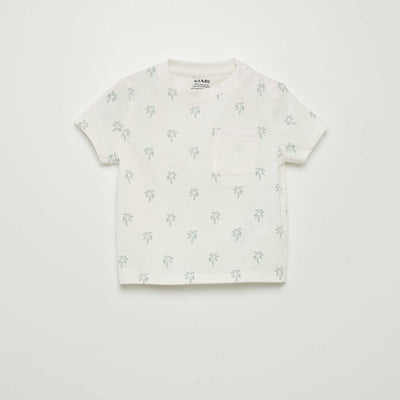 T-shirt imprim poche Blanc palm