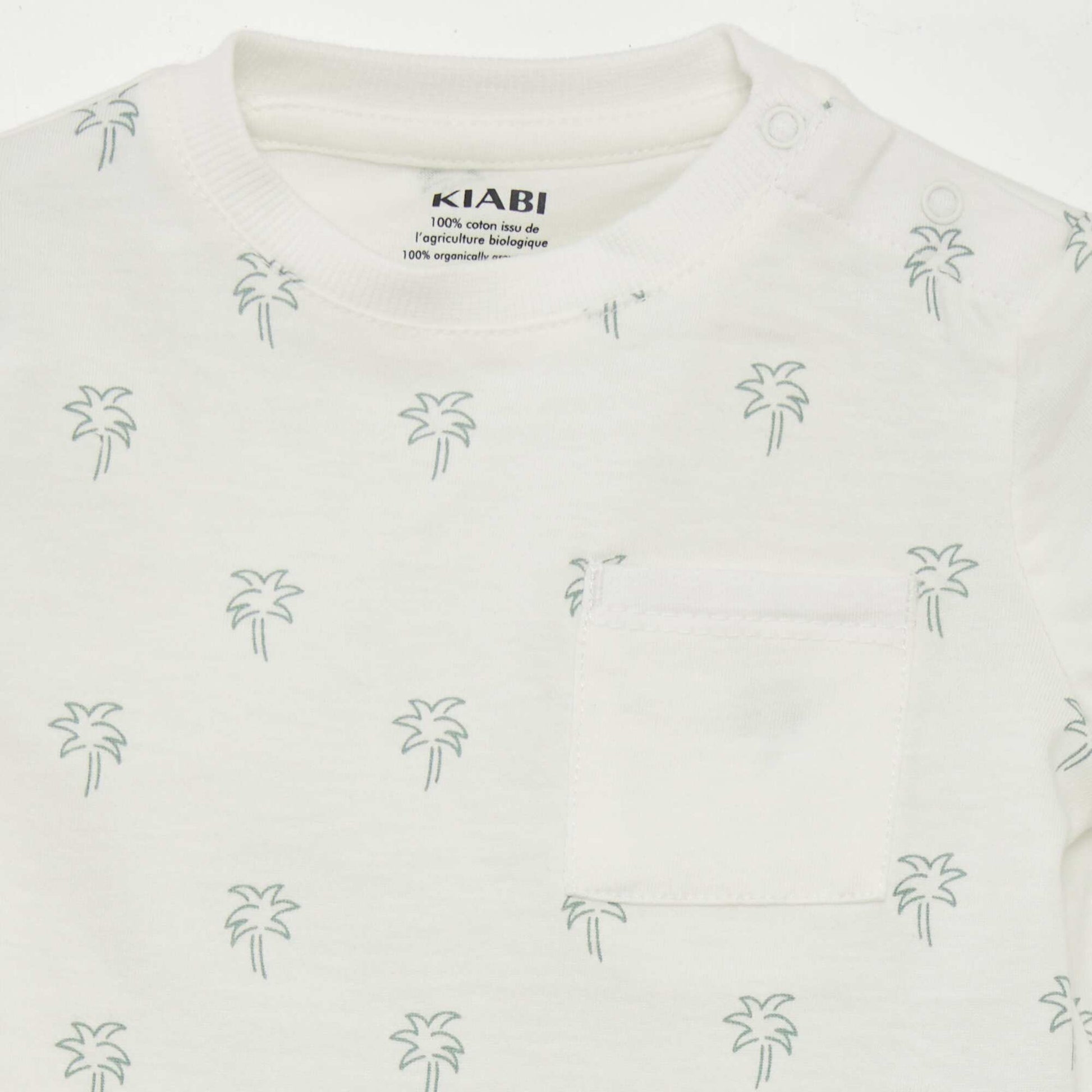 T-shirt imprim poche Blanc palm