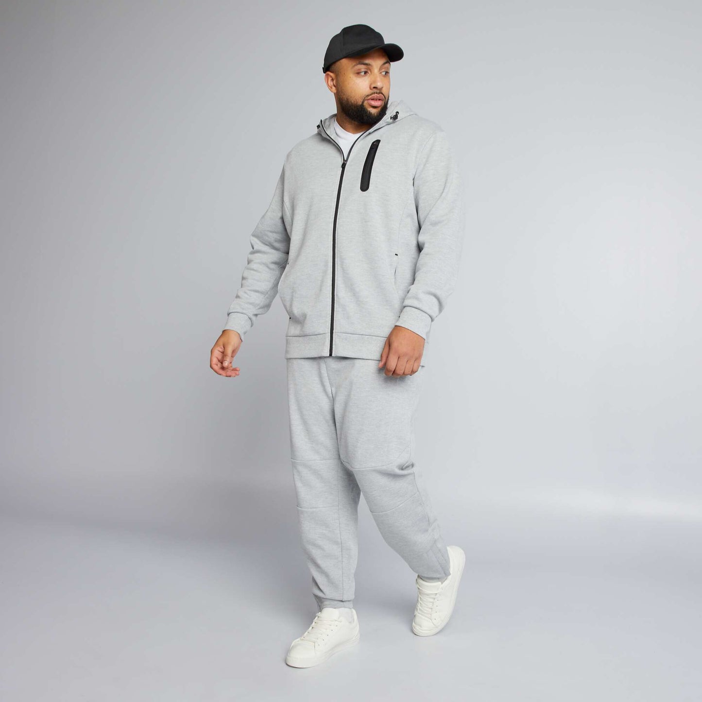 Veste   capuche en piqu  de coton Gris