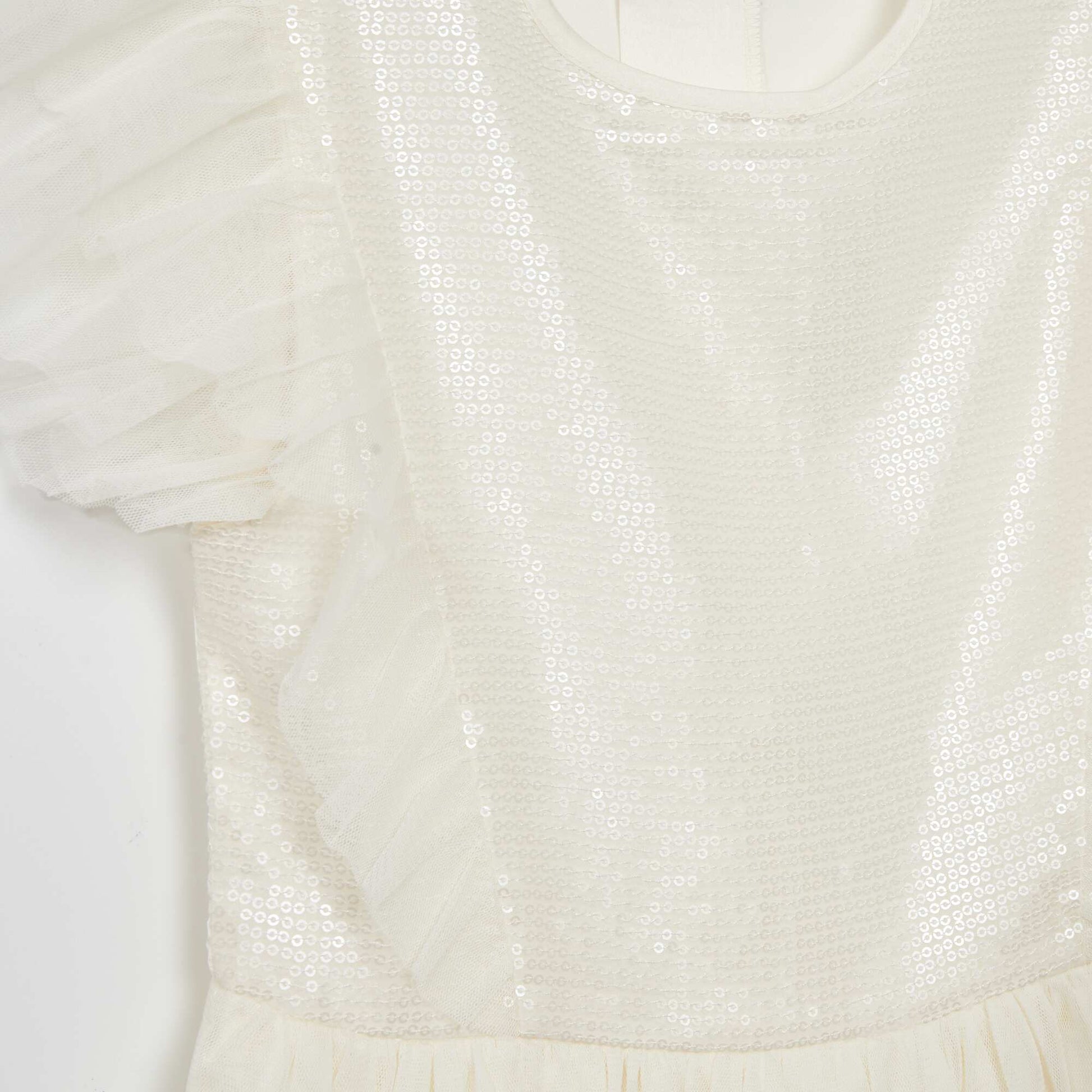 Robe de c r monie mi-longue sequins blanc
