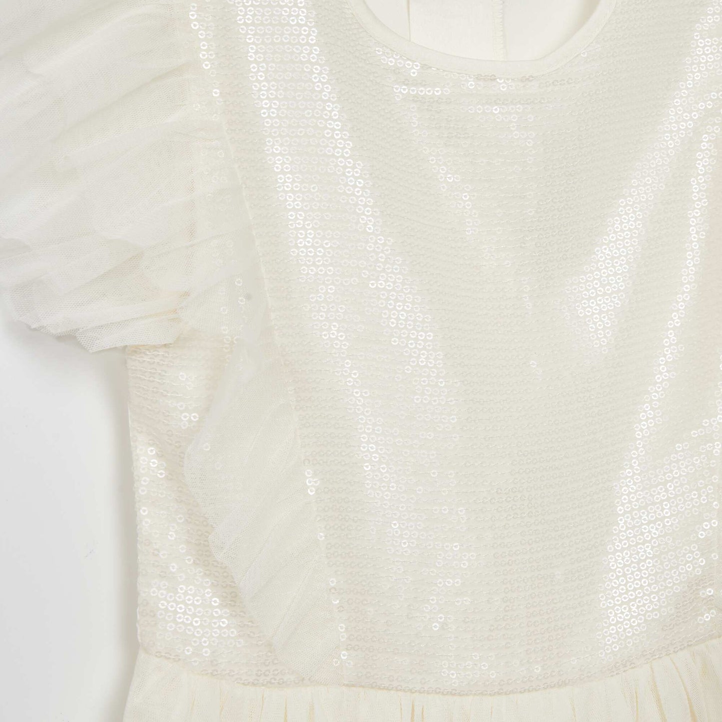 Robe de c r monie mi-longue sequins blanc