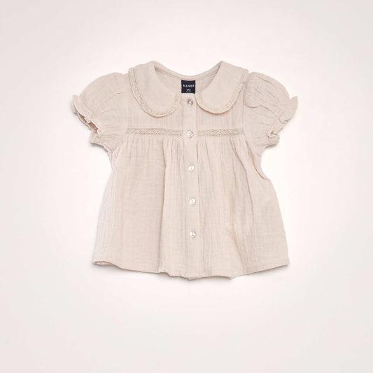 Blouse en double gaze de coton Rose