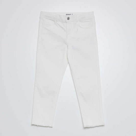 Pantacourt skinny taille haute blanc