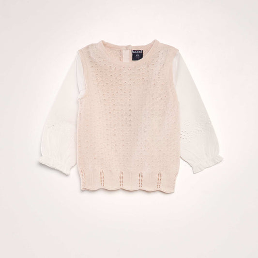 Pull en maille ajour e effet 2 en 1 ROSE